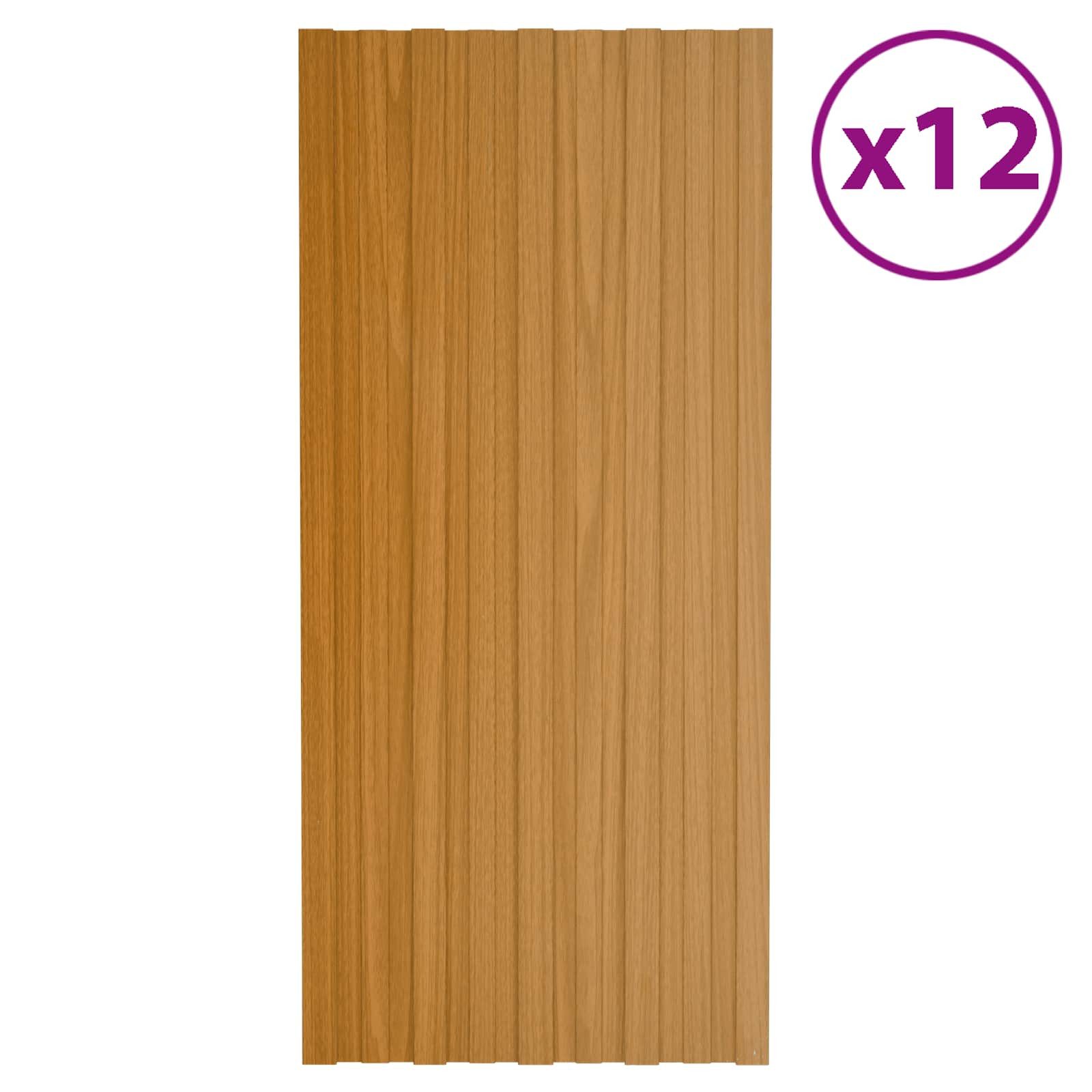 vidaXL Terrassendach Dachpaneel 12 Stk. Natur 100 x 45 cm Verzinkter Stahl, (12-St)