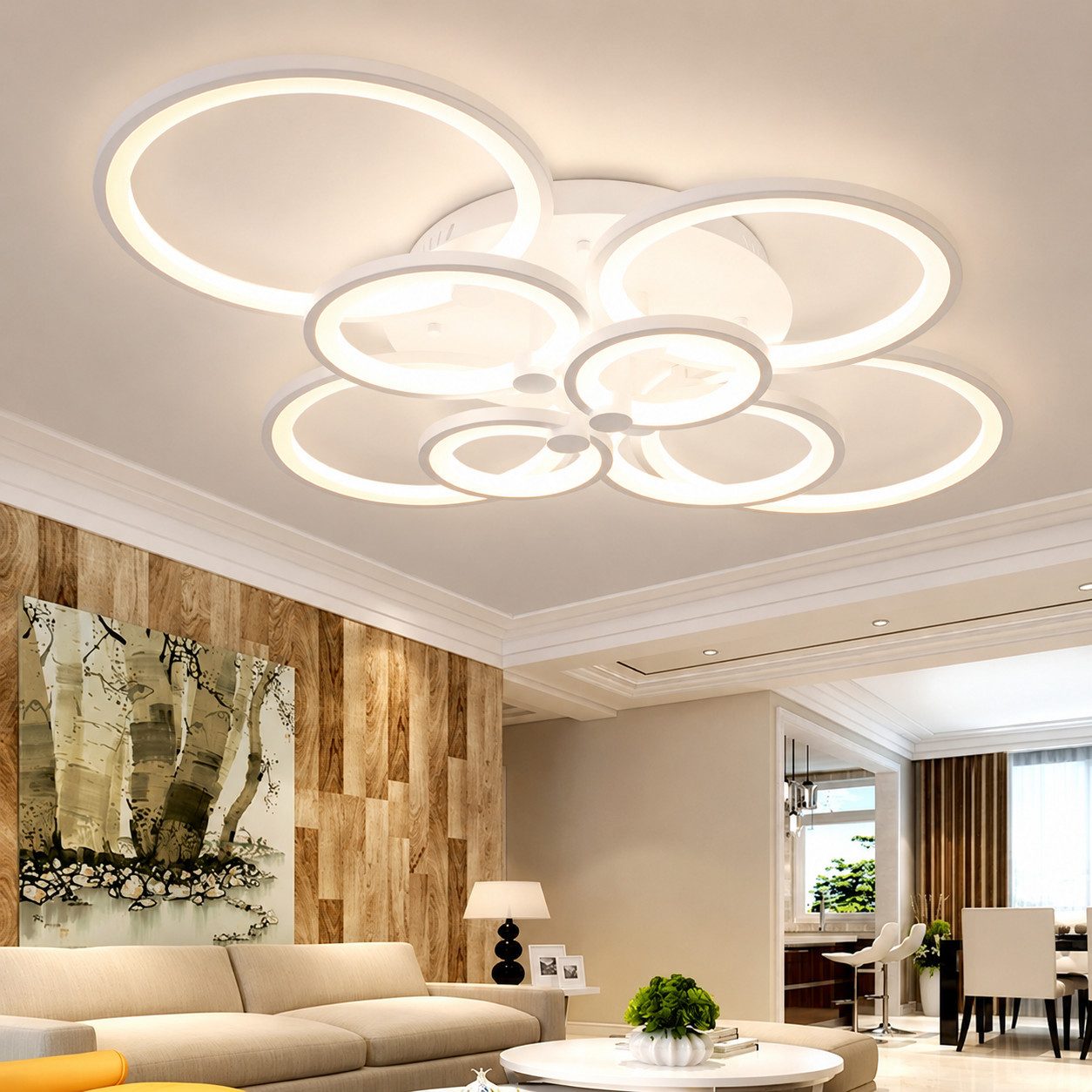 Euroton LED Deckenleuchte LED Deckenleuchte Fernbedienung Lichtfarbe/Helligkeit einstellbar, LED fest integriert, mit Fernbedienung kaltweiß-warmweiß, 7000k-3000k stufenlos einstellbar