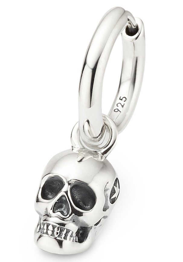 Bruno Banani Single-Creole Schmuck Geschenk Silber 925 Ohrschmuck Ohrring  Single, zu Hoodie, Jeans, Sneaker! - Anlass Geburtstag Weihnachten,  Ausgefallene Single-Creole mit Totenkopf