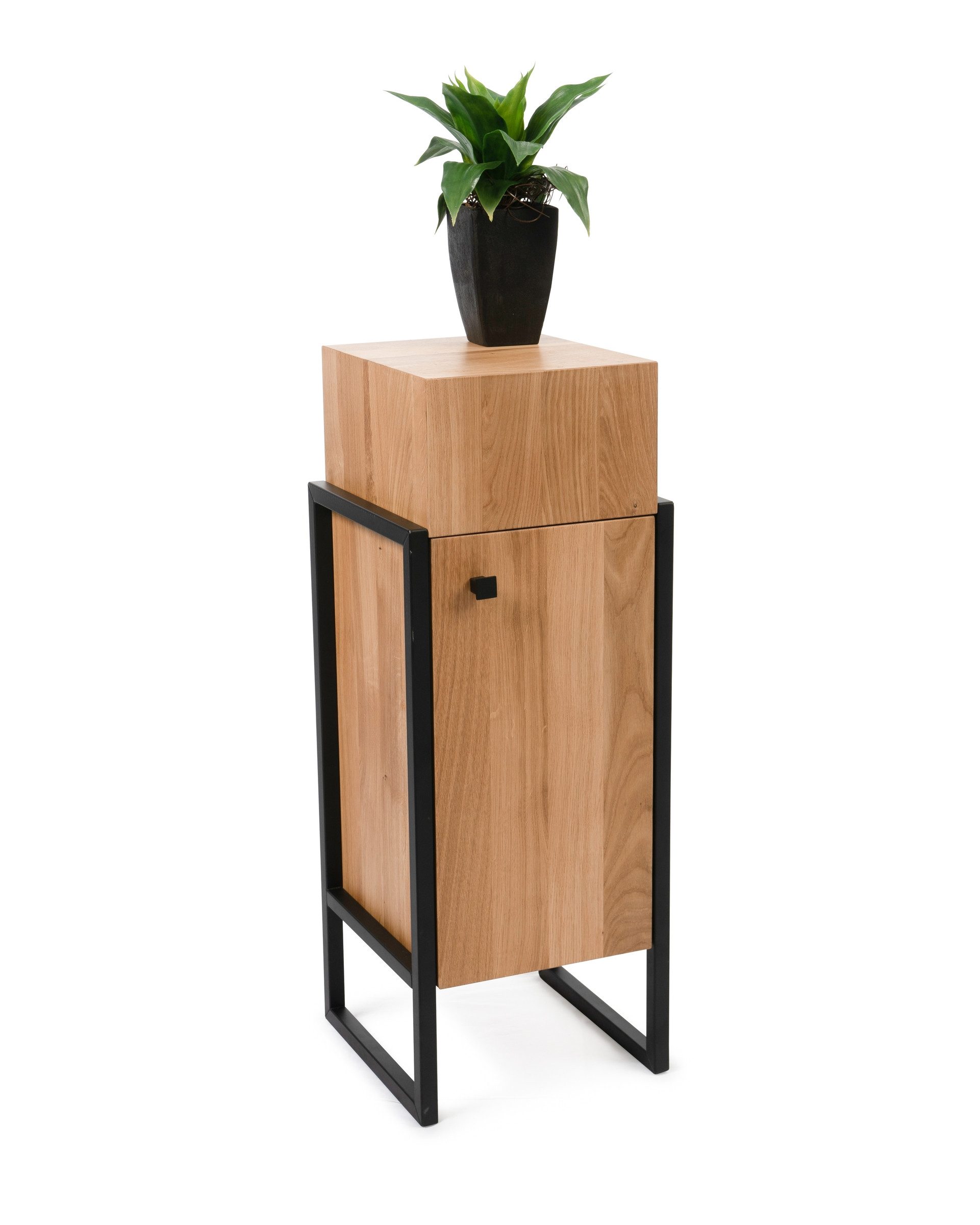möbelando Beistellschrank Bolzano (BxHxT: 30x80x30 cm) aus Massivholz, Metall in Wildeiche mit einer T?r