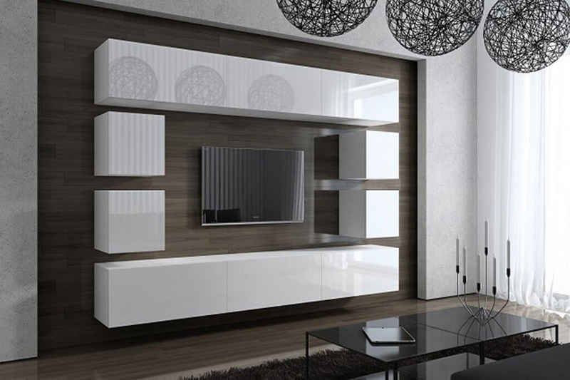 ROYAL24_MARKT Wohnwand -Erlebe 2024 Wohnkomfort, Beste Materialien für stilvolle Wohnzimmer., (Komplett Set, 10-St., Premium - C17), Premium-Qualität - Zeitgemäßes Design - Neueste Trends 2024 '