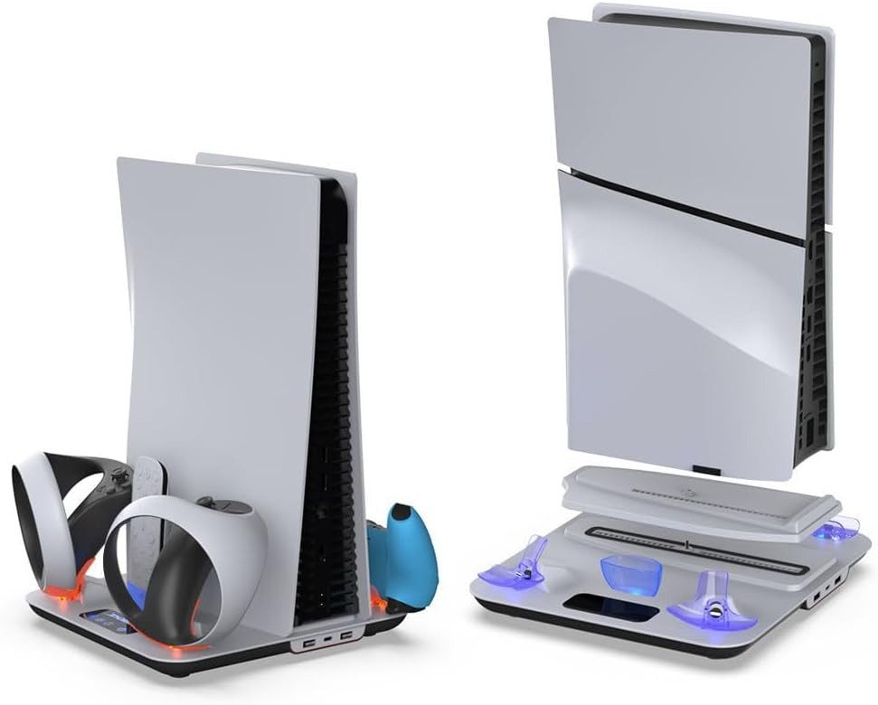 AURIVION PS5 Slim Kühlstation mit Ständer für PS5 & PSVR2 Controller Controller (Set, 1 St., Ladestation für PS5 Slim-Konsole)