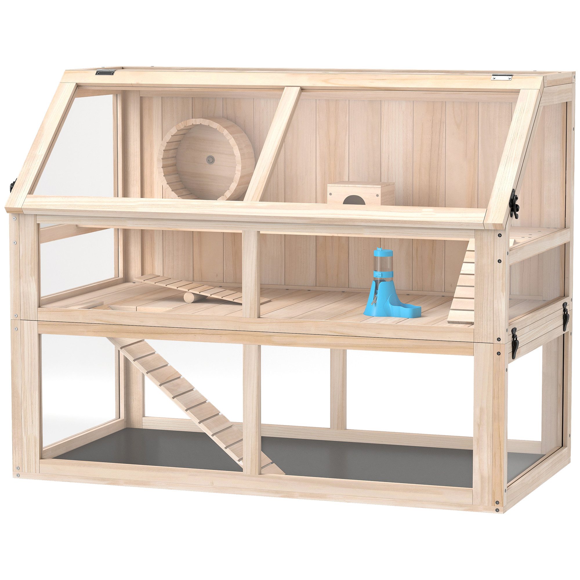 MC Star Kleintierkäfig Hamsterkäfig aus Holz 3 Etagen Nagerkäfig Kleintierkäfig, Hamsterkäfig aus Holz 3 Etagen Nagerkäfig Kleintierkäfig