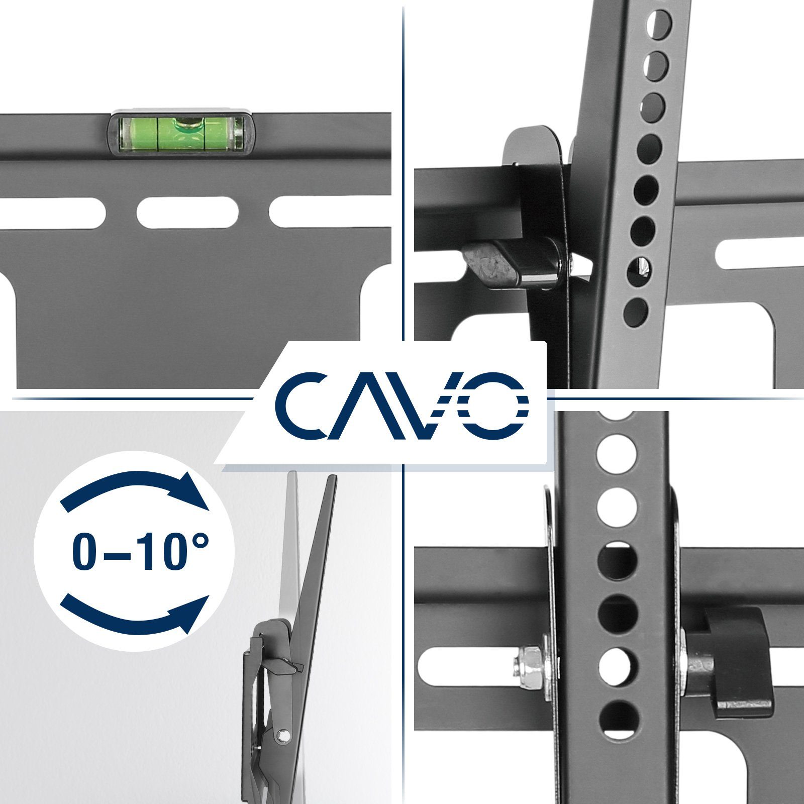 CAVO TV-Wandhalterung TV-Halterung neigbar, für Flach & Curved Fernseher & Monitor, (bis 55 Zoll, für 32 - 55 Zoll Bildschirme bis 50 kg, max. VESA 400x400 mm)