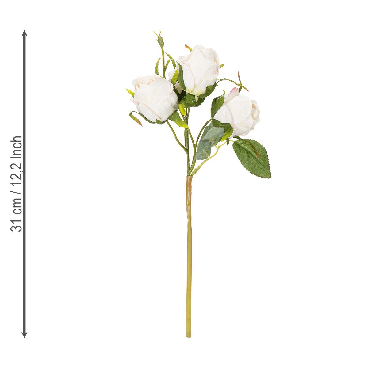 Kunstblume Kunstrosenstrauß für elegante Tisch- und Raumdekoration, 3 Stück, Viana, Höhe 31 cm