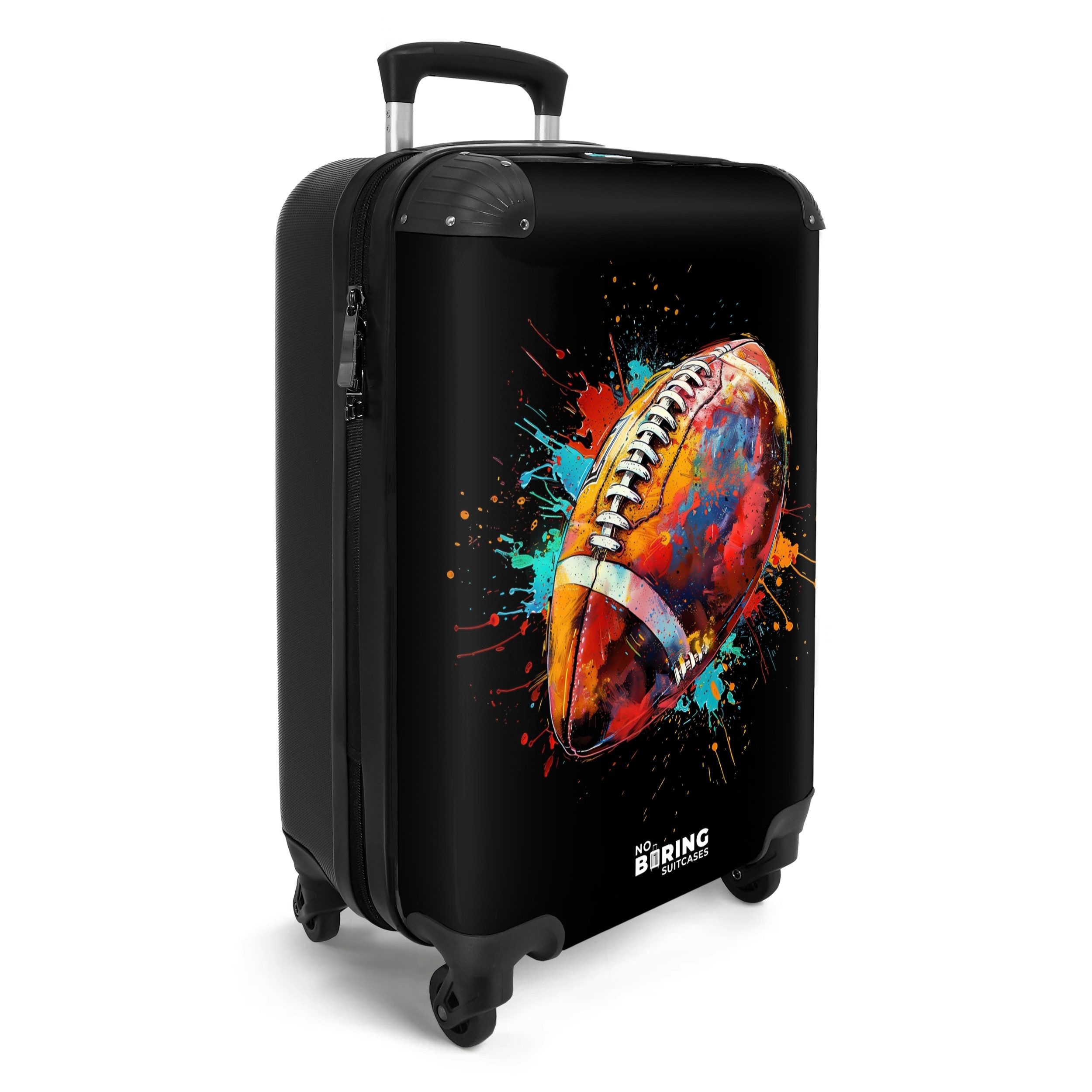 NoBoringSuitcases.com© Hartschalen-Trolley Rugbyball mit buntem Graffiti günstig online kaufen