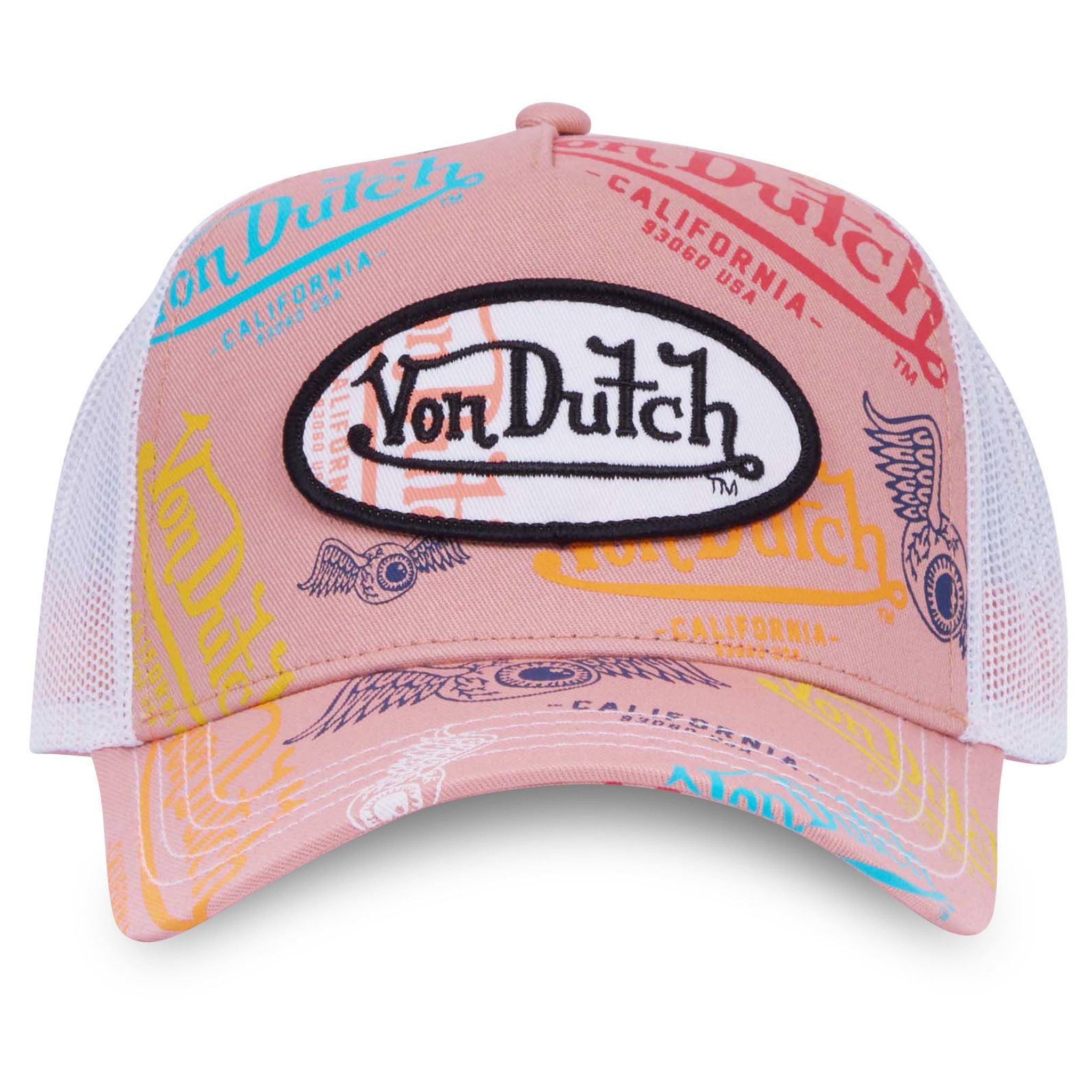 Von Dutch Trucker Cap Von Dutch Originals Trucker Cap - Allover GRAFITTI Logo Patch (Basecap, Basecap, Meshcap, Trucker Kappe) viele kleine Logo-Prints