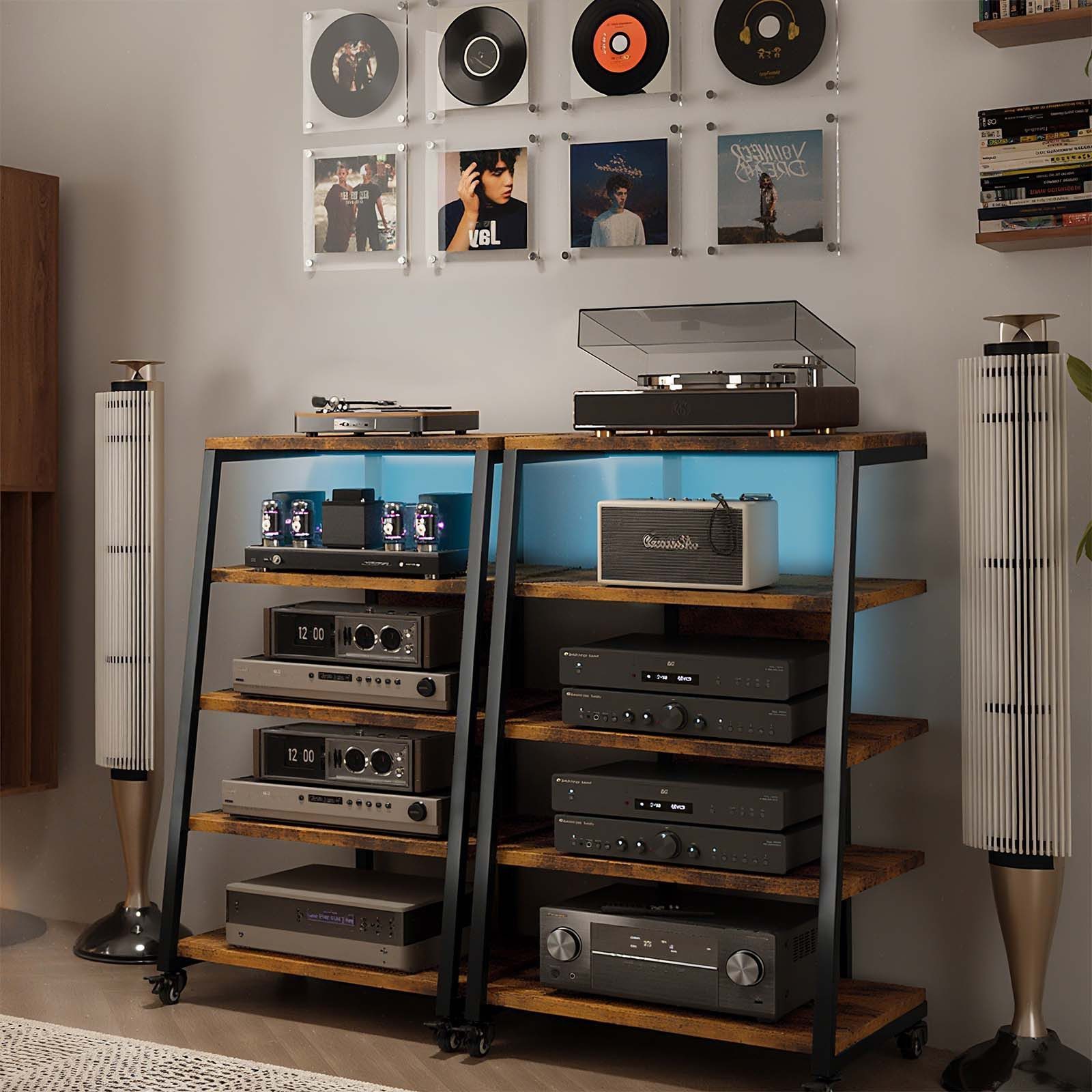 XERSEK TV-Rack HiFi Möbel Rack mit LED Rädern Plattenspieler-Ständer (60 x günstig online kaufen