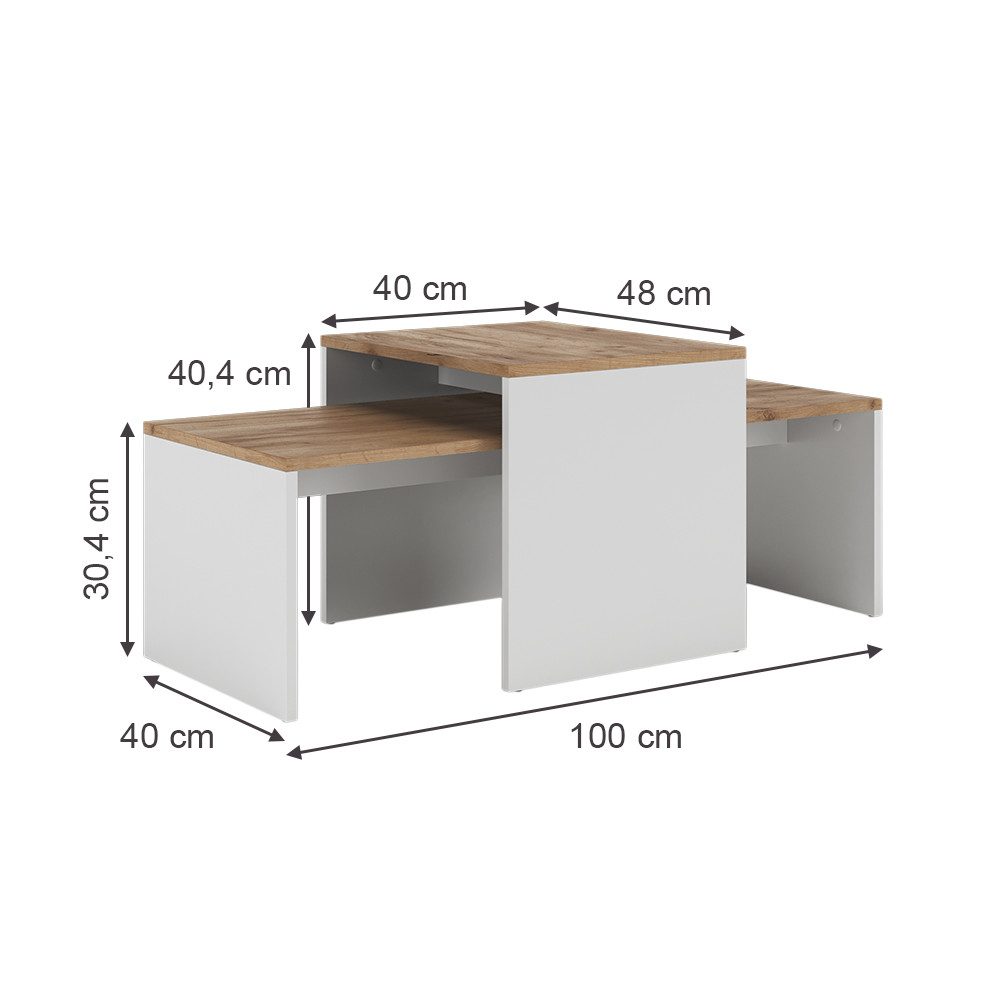 Vicco Couchtisch Donat, Weiß/Goldkraft Eiche, 100 günstig online kaufen
