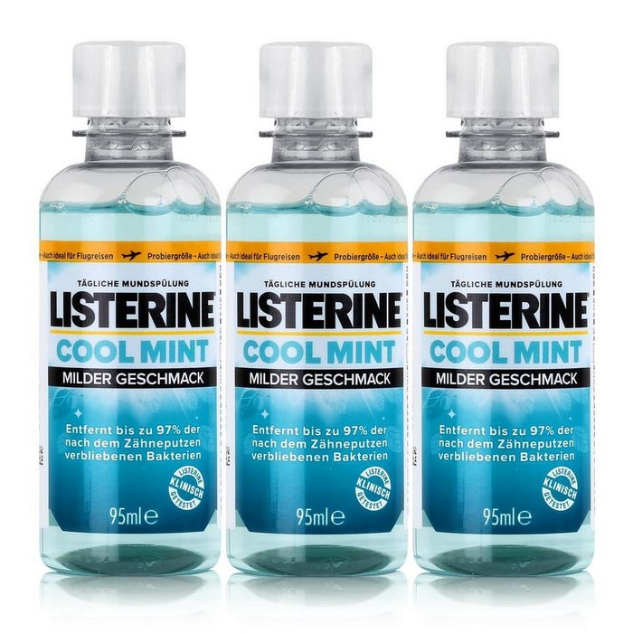 Listerine Mundspülung Listerine Cool Mint milder Geschmack 95 ml Mundspülung (3er Pack)