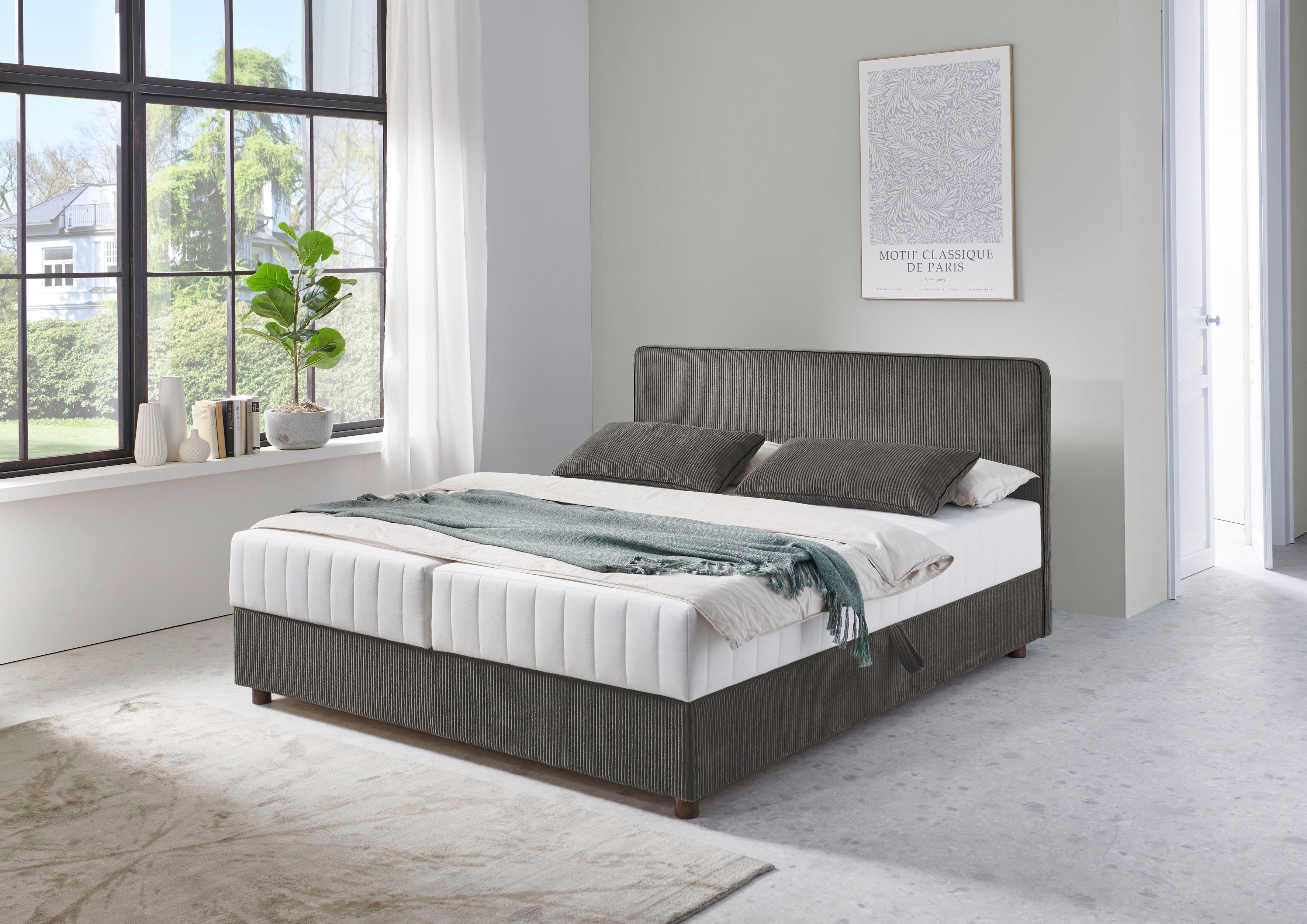 ATLANTIC home collection Bett Corinna, Boxbett inkl. Stauraum, Cord, erhältlich in unterschiedlichen Breiten