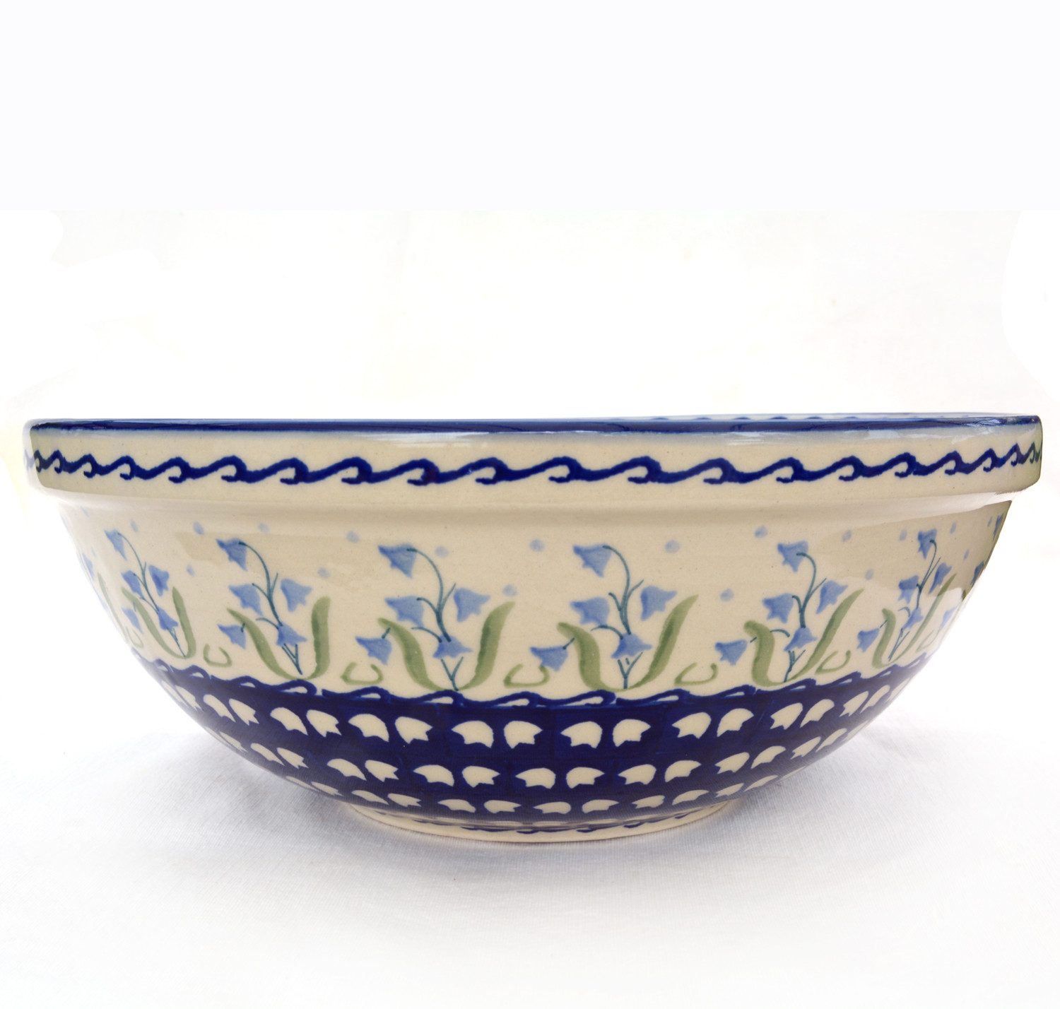 Bunzlauer Keramik Manufaktura Salatschüssel 24 cm Durchmesser, 1500 ml Volumen, hochwertiges Feinsteinzeug, hergestellt in Handarbeit.