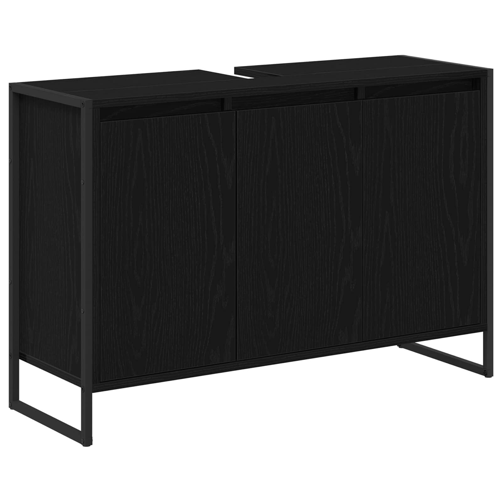 vidaXL Badezimmerspiegelschrank Badezimmerschrank Schwarz Eichen-Optik 90 x 30 x 60 cm (1-St)