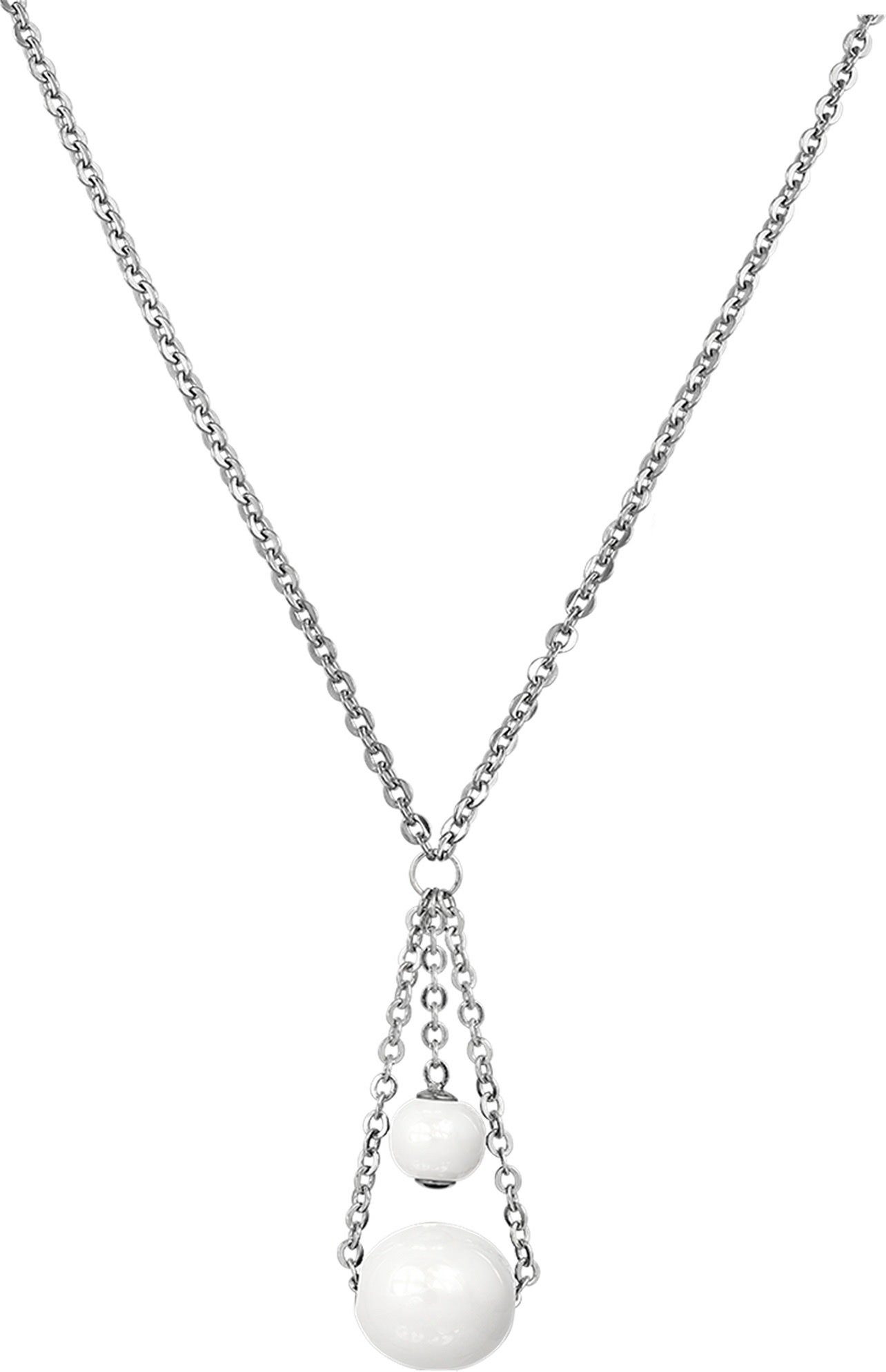 Amello Edelstahlkette Amello Kugeln Halskette silber weiß (Halskette), Damen Halsketten (Kugeln) aus Edelstahl (Stainless Steel) | Ketten ohne Anhänger