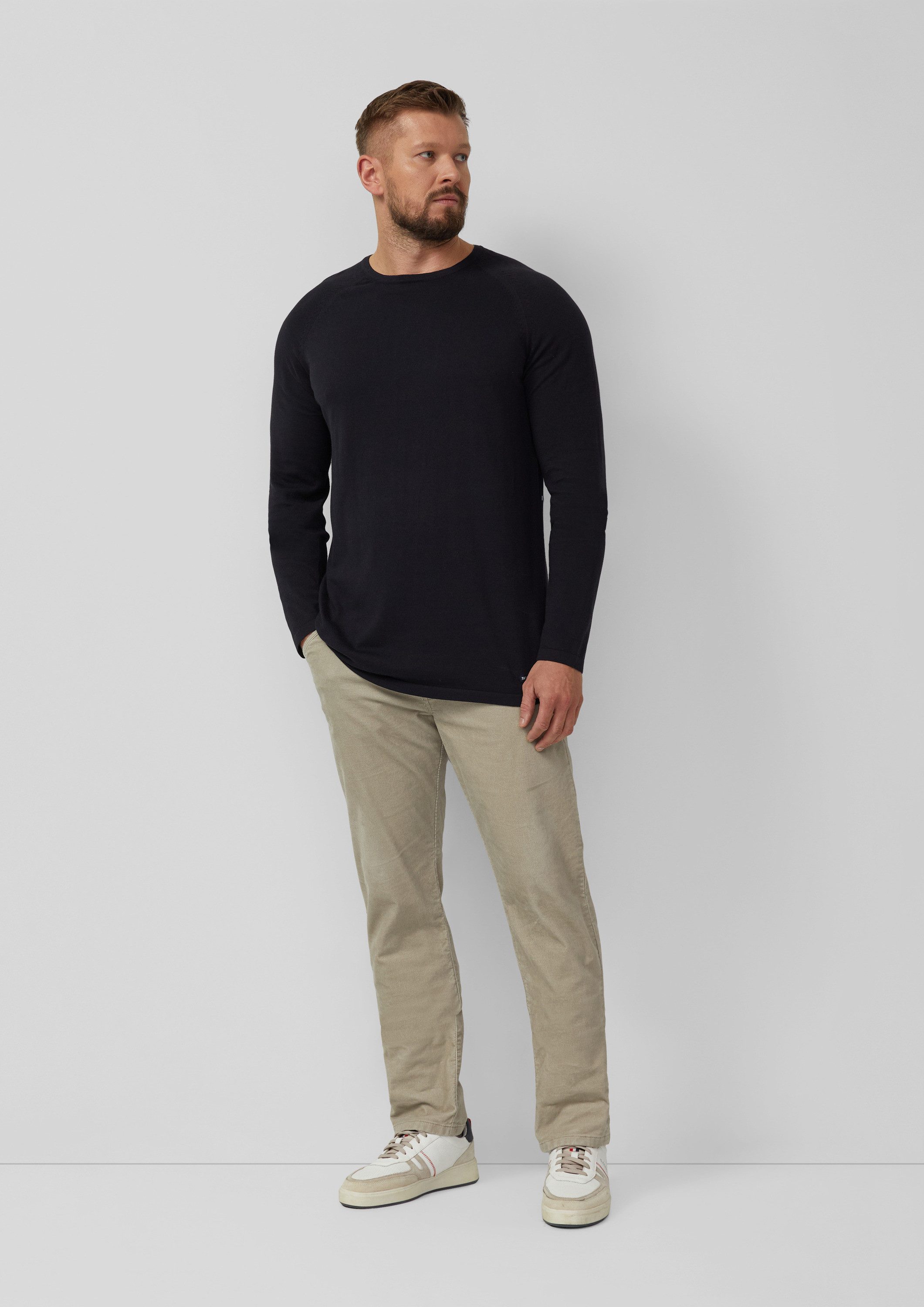 s.Oliver Longpullover Strickpullover Raglanpullover aus reiner Baumwolle