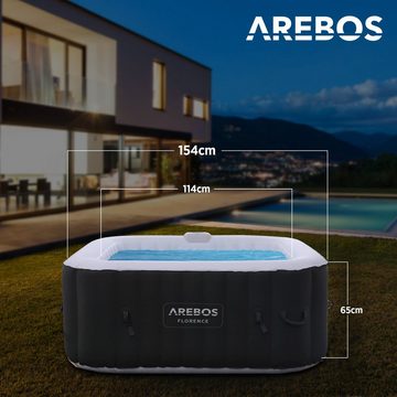 Arebos Whirlpool 2400 W, aufblasbar, In- & Outdoor, 4 Personen, 154x154 cm, (Set, Komplett-Set)