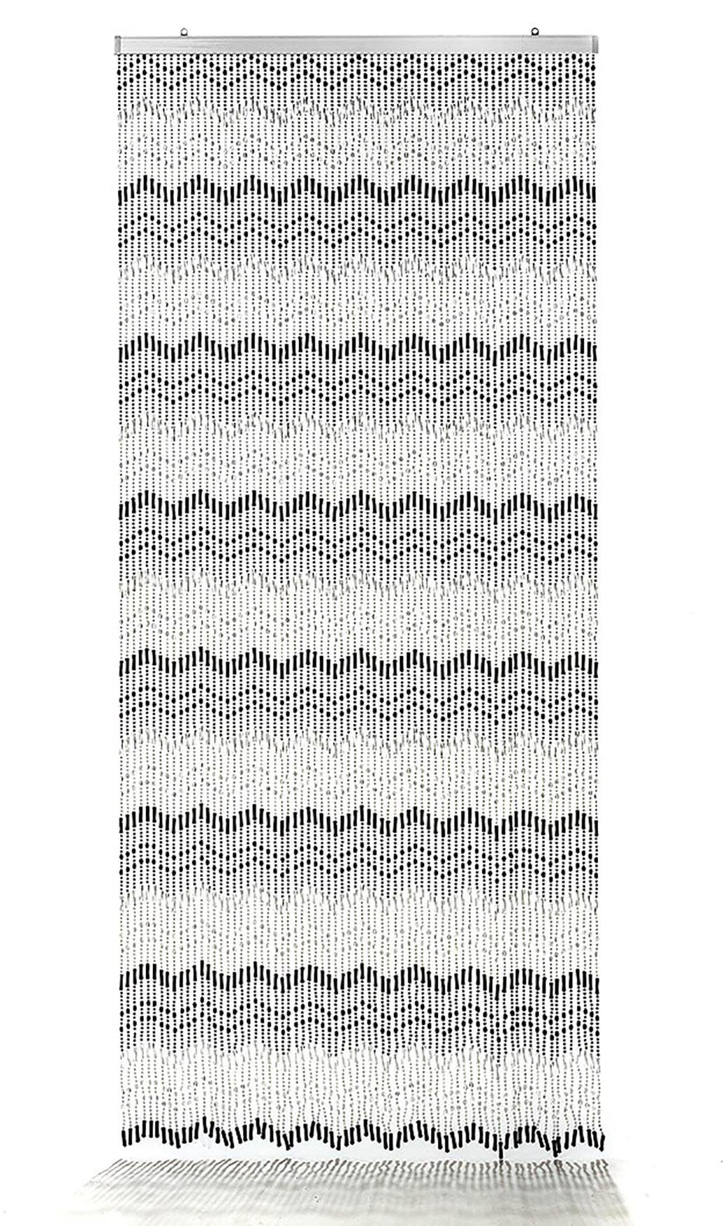 Türvorhang Perlenvorhang MOUNTAIN - black St), transparent cm, white 90x200 - Kobolo, Ösen (1