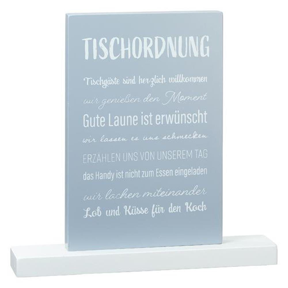 CEPEWA Dekoobjekt Schild mit Tischordnung, aus Holz, Grau, 25 x 25 x 5,5 cm, inkl. Fuß