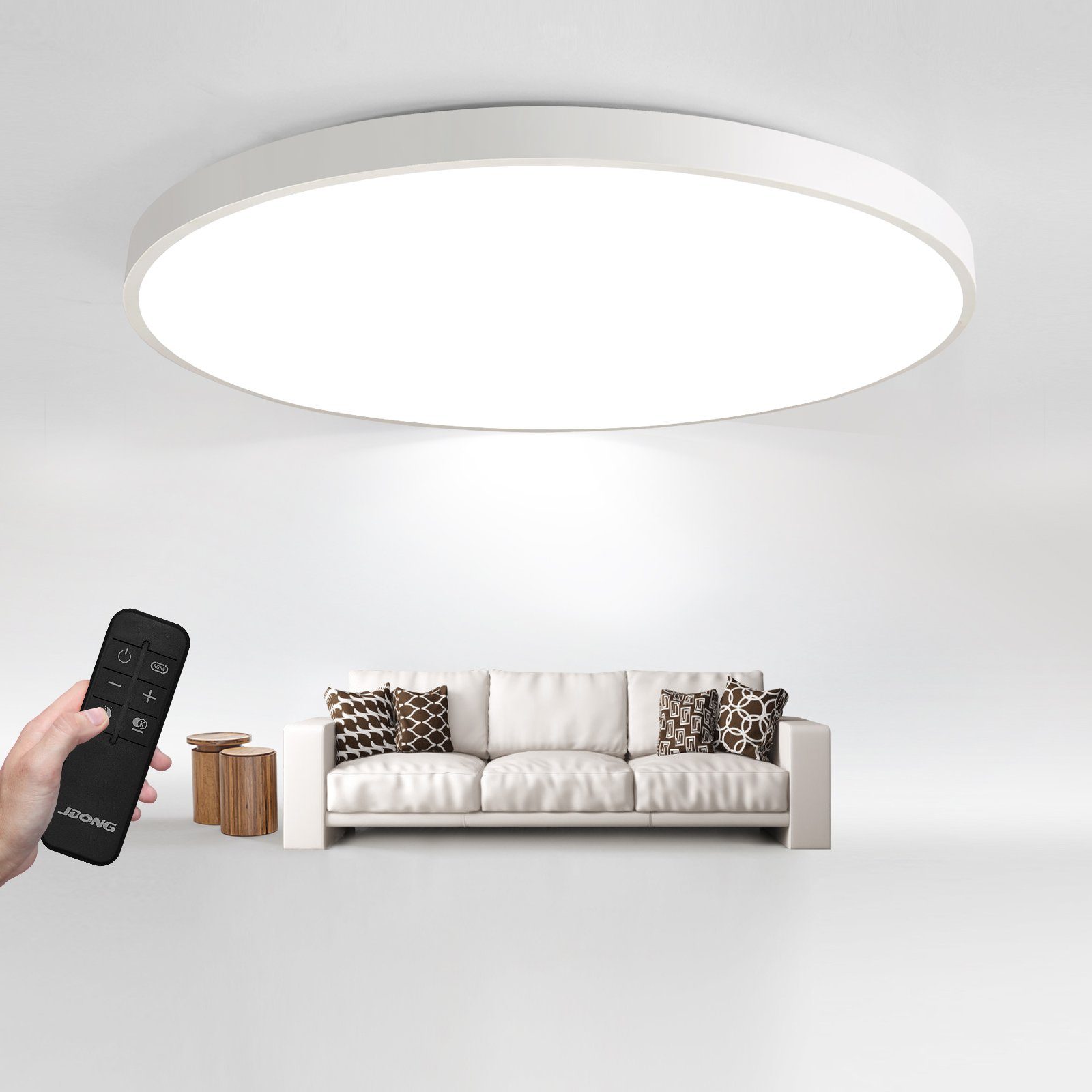 JDONG LED Deckenleuchte groß Deckenlampe Wohnzimmer 72W Dimmbar Durchmesser 58CM Rund, LED fest integriert, stufenlos dimmbar, Nachtlichtfunktion, Ultradünne 5CM Wohnzimmer