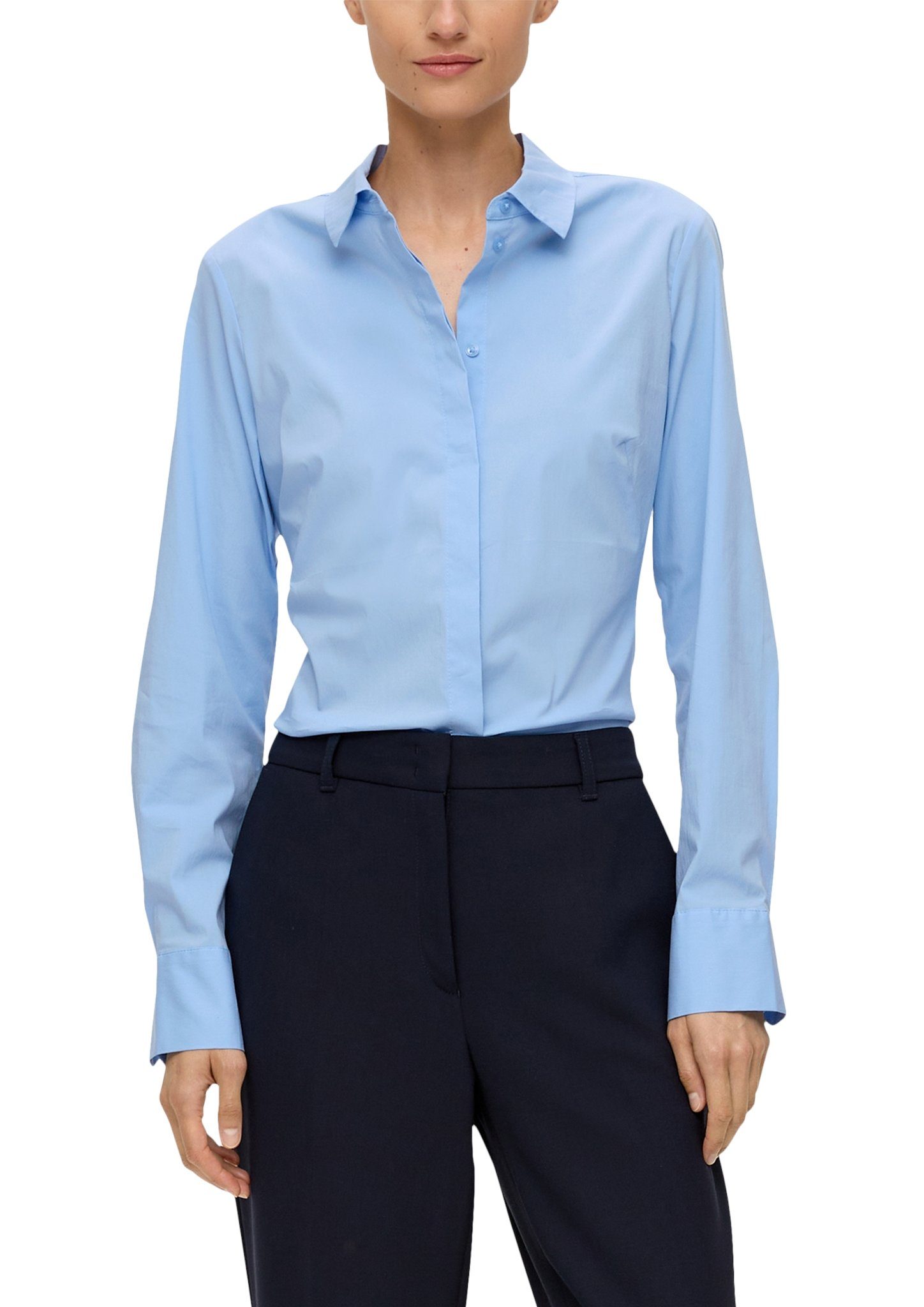 s.Oliver BLACK LABEL Klassische Bluse mit verdeckter Knopfleiste blue | Blusen