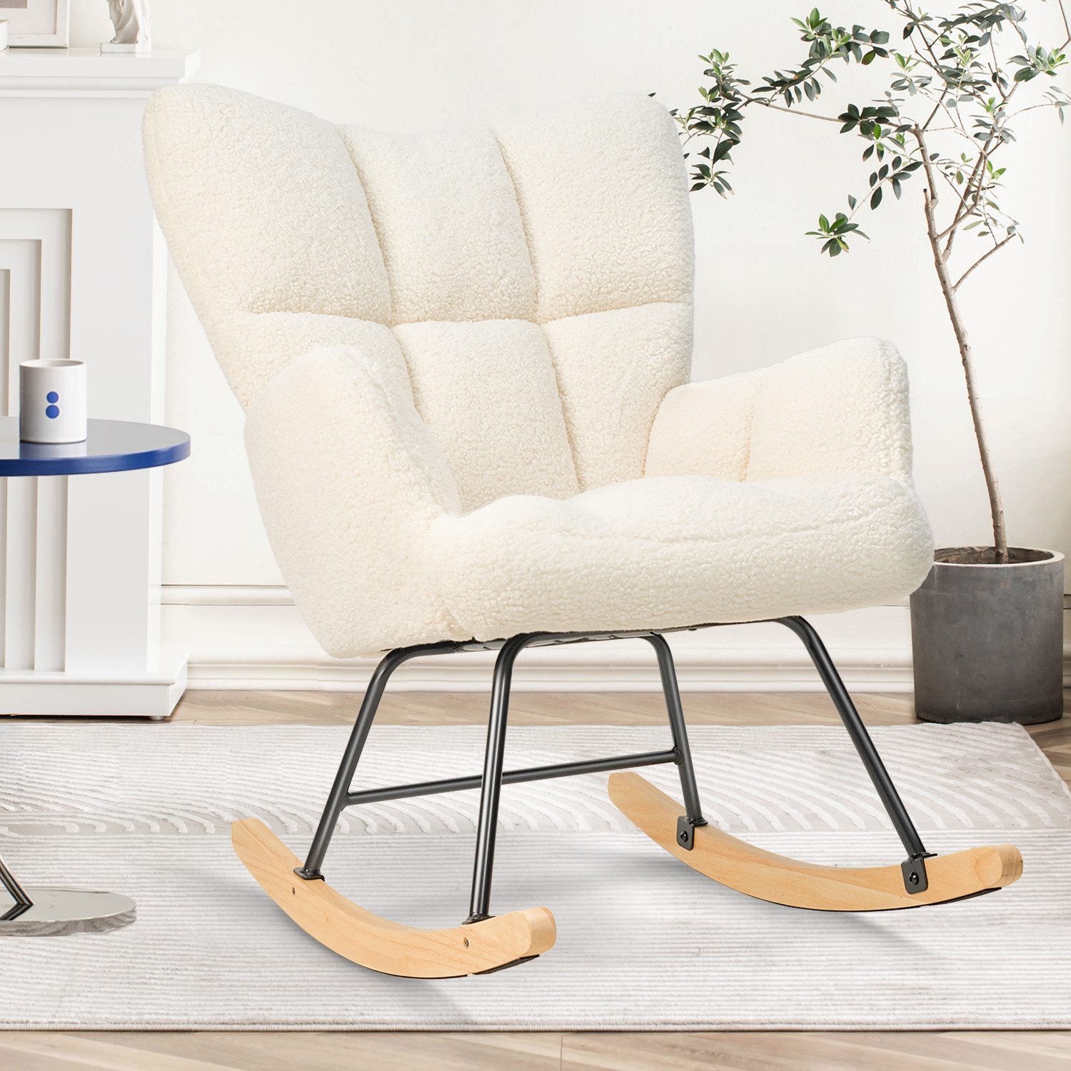 HawthyHome Schaukelstuhl gepolstert Relaxsessel für Wohnzimmer günstig online kaufen