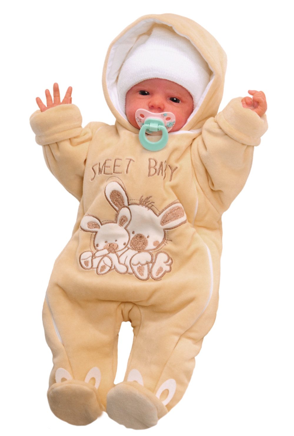 La Bortini Schneeoverall Baby Overall Wagenanzug Übergangsoverall mit Hasen kuschelig weich und warm, 44 50 56 62 68 74