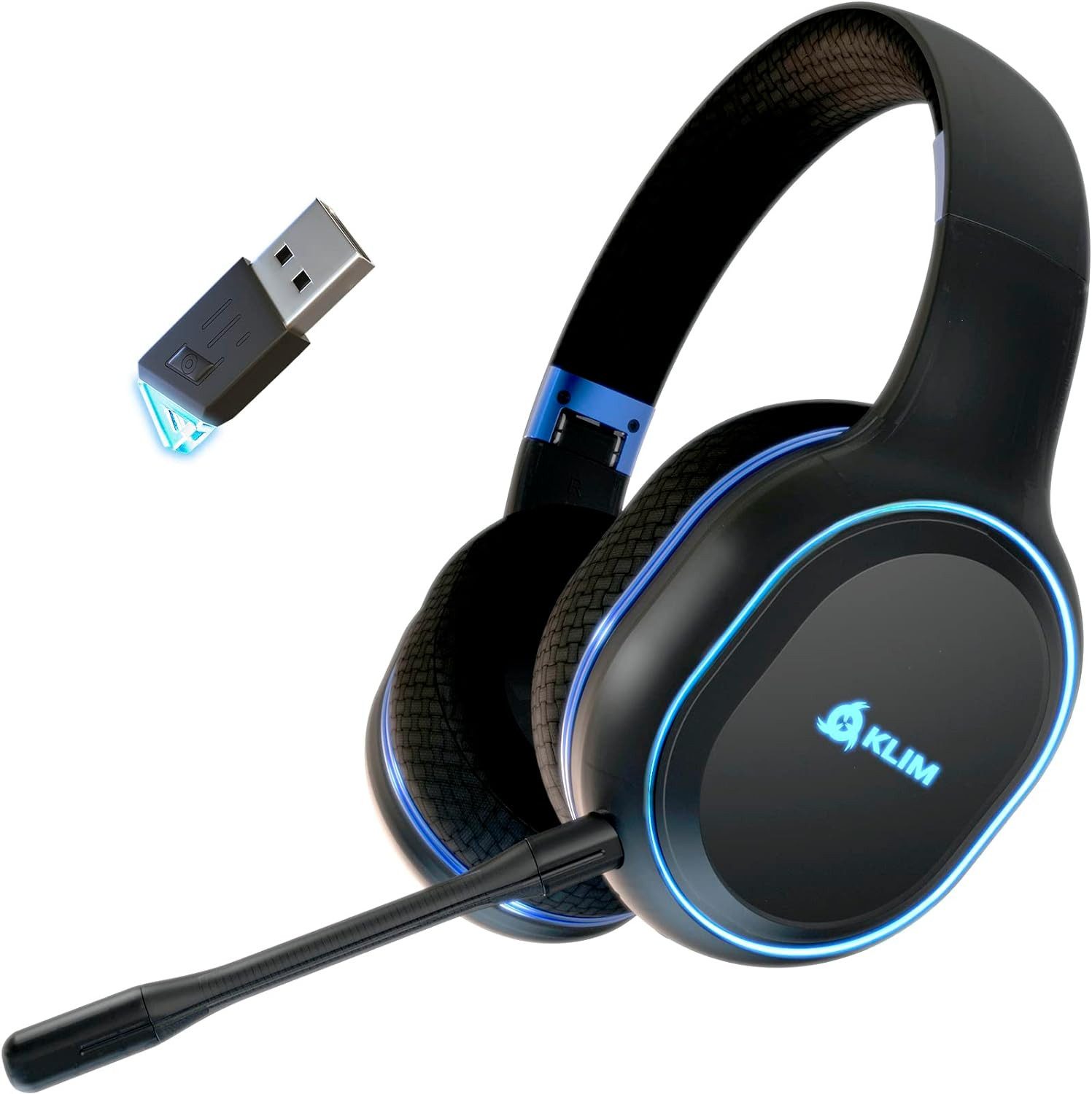 KLIM Lynx Gaming-Headset (kabellos, PC, PS4, PS5, Switch, RGB, 3D Surround Sound, Bluetooth)