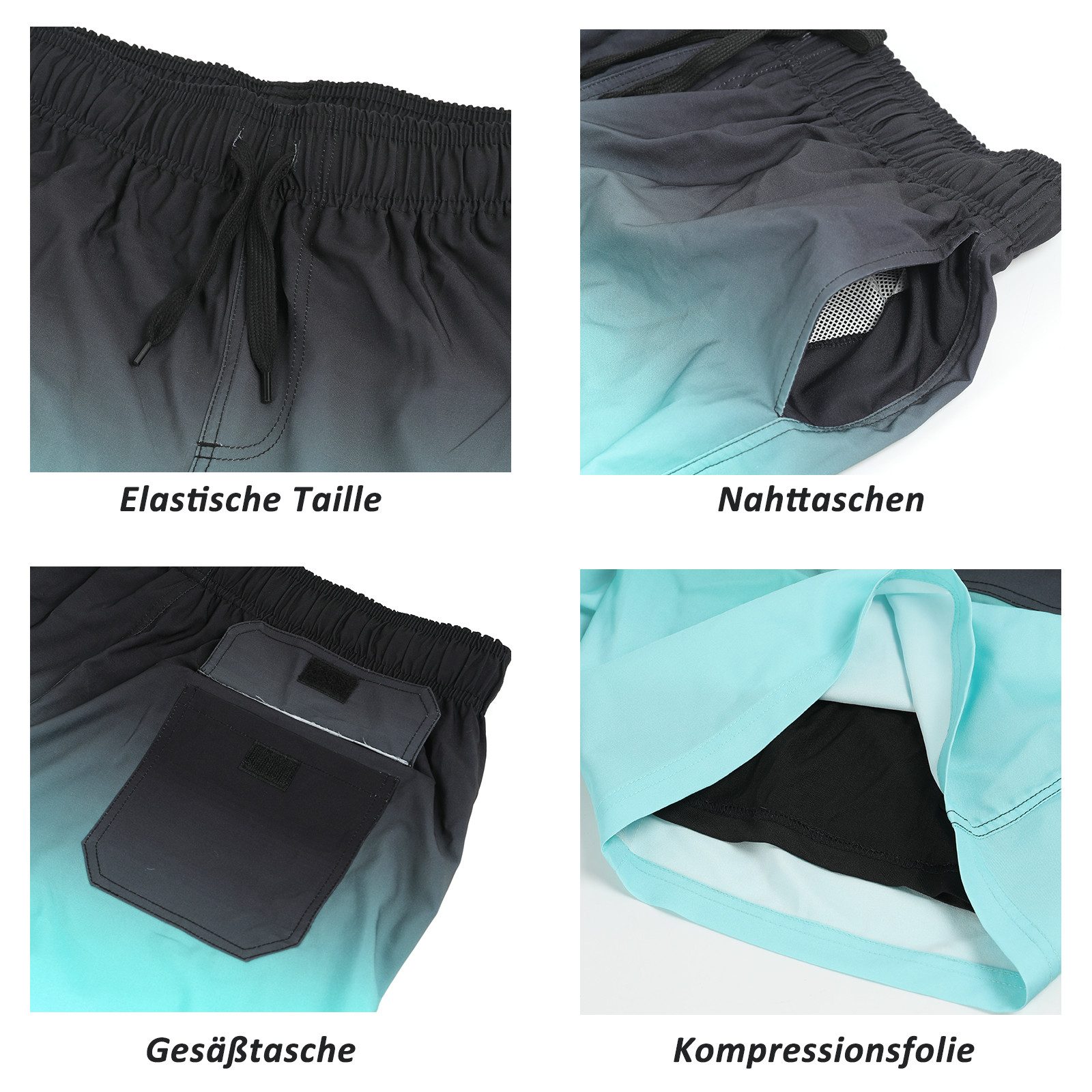 TANTOMI Badeshorts Herren Badehose Atmungsaktive und Schnelltrocknend Badeshorts Schwimmshorts Herren Stylish Schwimmhose mit Meshfutter – Bild 3 von 5