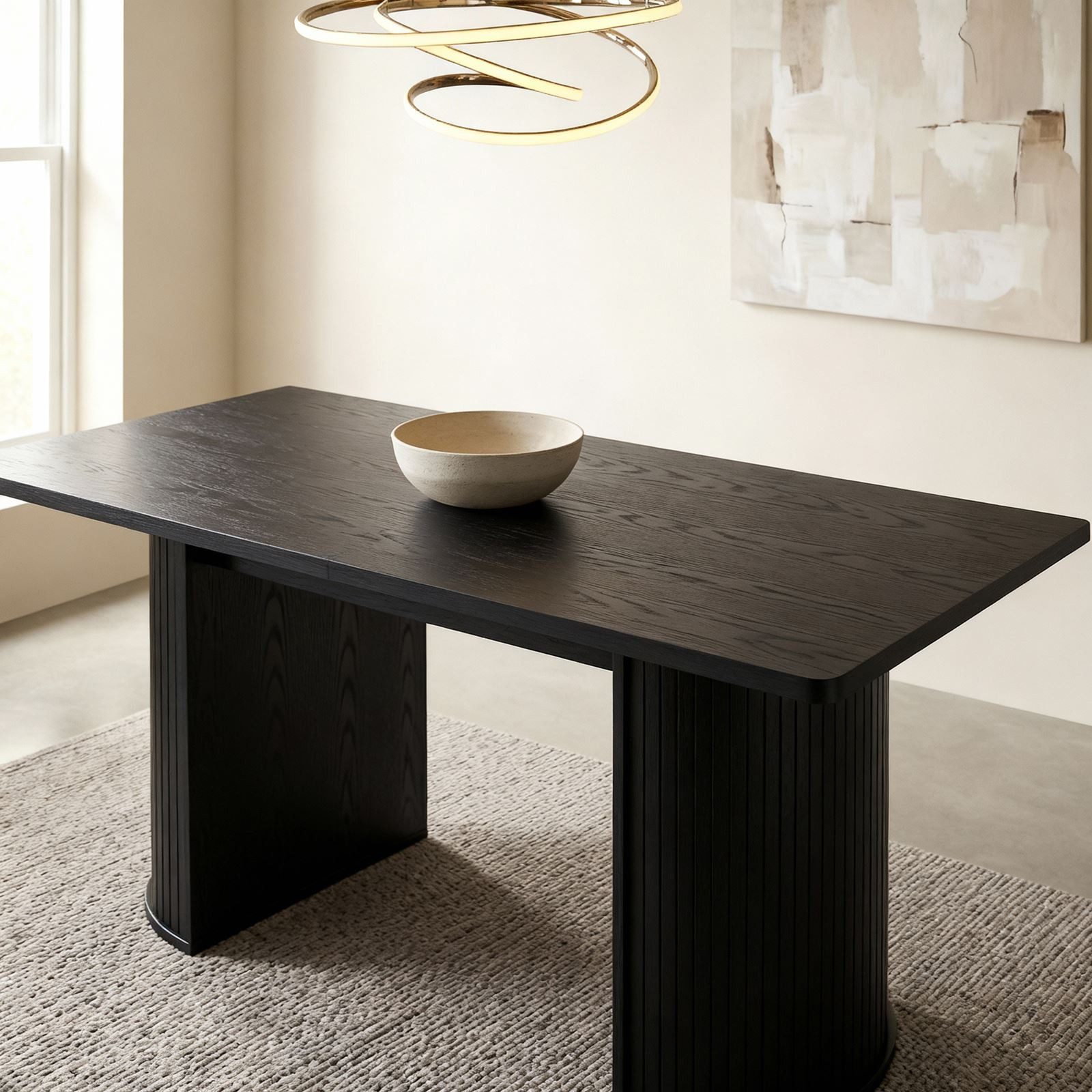 IDIMEX Esstisch GUARDA, Esszimmertisch 160x75cm mit Designfuß in Lamellenoptik MDF Schwarz