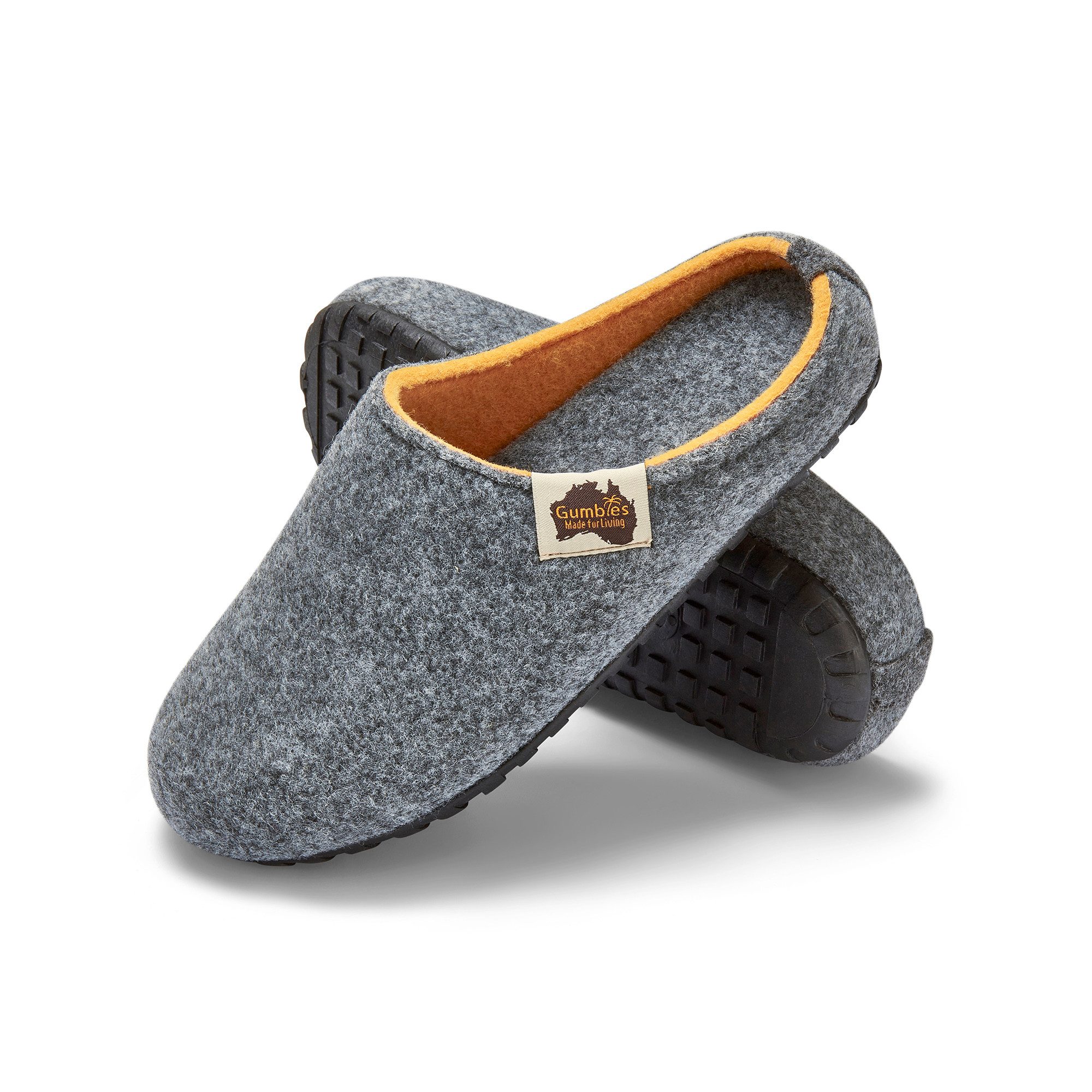 Gumbies Outback Slipper in Grey-Curry Hausschuh aus recycelten Materialien, rutschfeste & stabile Sohle