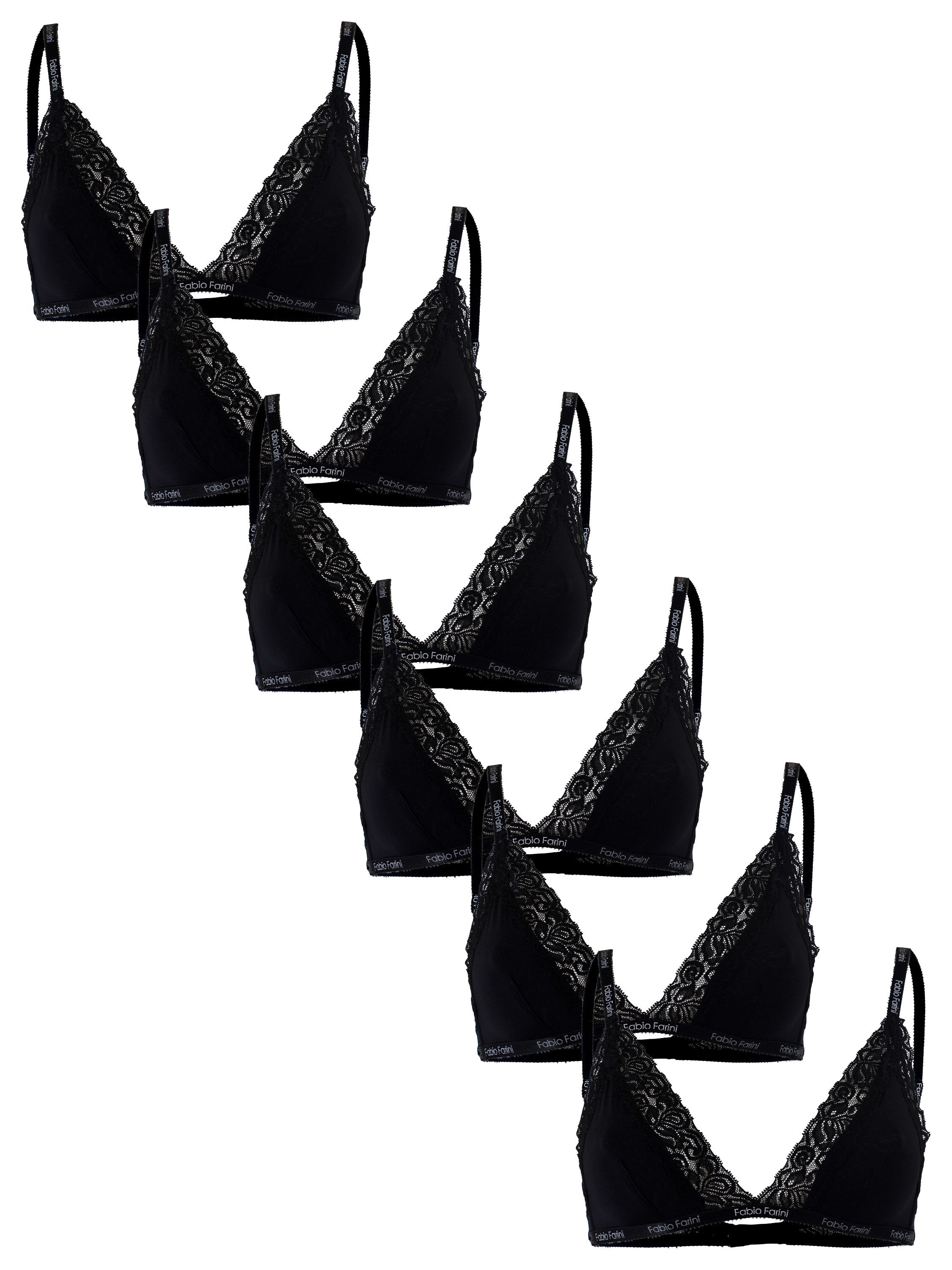 Fabio Farini Bralette-BH Damen Unterwäsche - Frauen Bralette-BH mit Spitze (Packung, 6-tlg) bügellos, mit verstellbaren Trägern