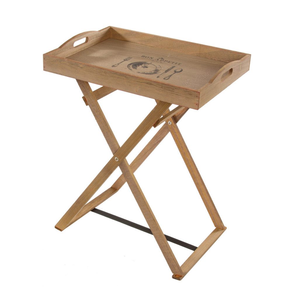 Myflair Möbel & Accessoires Beistelltisch Tabletttisch BON APPETIT braun Holz mit Aufdruck Beistelltisch Esszimm