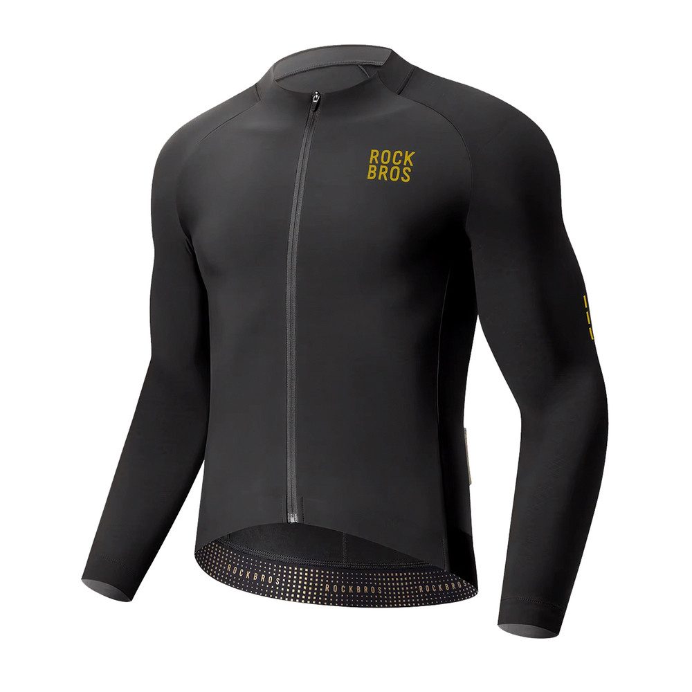 ROCKBROS Radtrikot Fahrradtrikot Langarmshirt Winteroberteil (Spar-Set, 1-tlg) Thermofleece, reflektierende Details, Vollzip