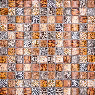 Mosani Mosaikfliesen Glasmosaik Crystal Mosaikfliesen hellbraun glänzend / 10 Mosaikmatten