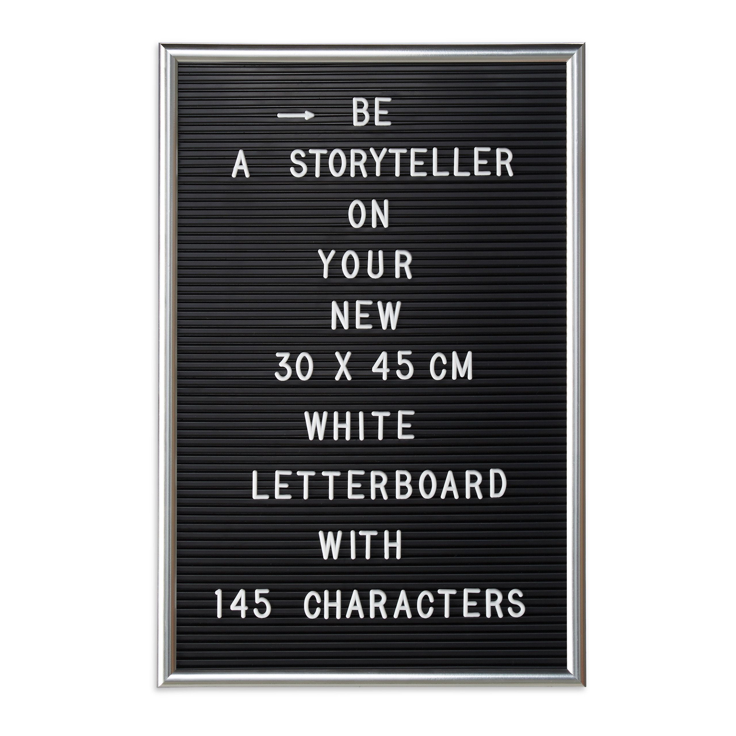 Memoboard 45 silber Letterboard 30 x cm x 1 relaxdays