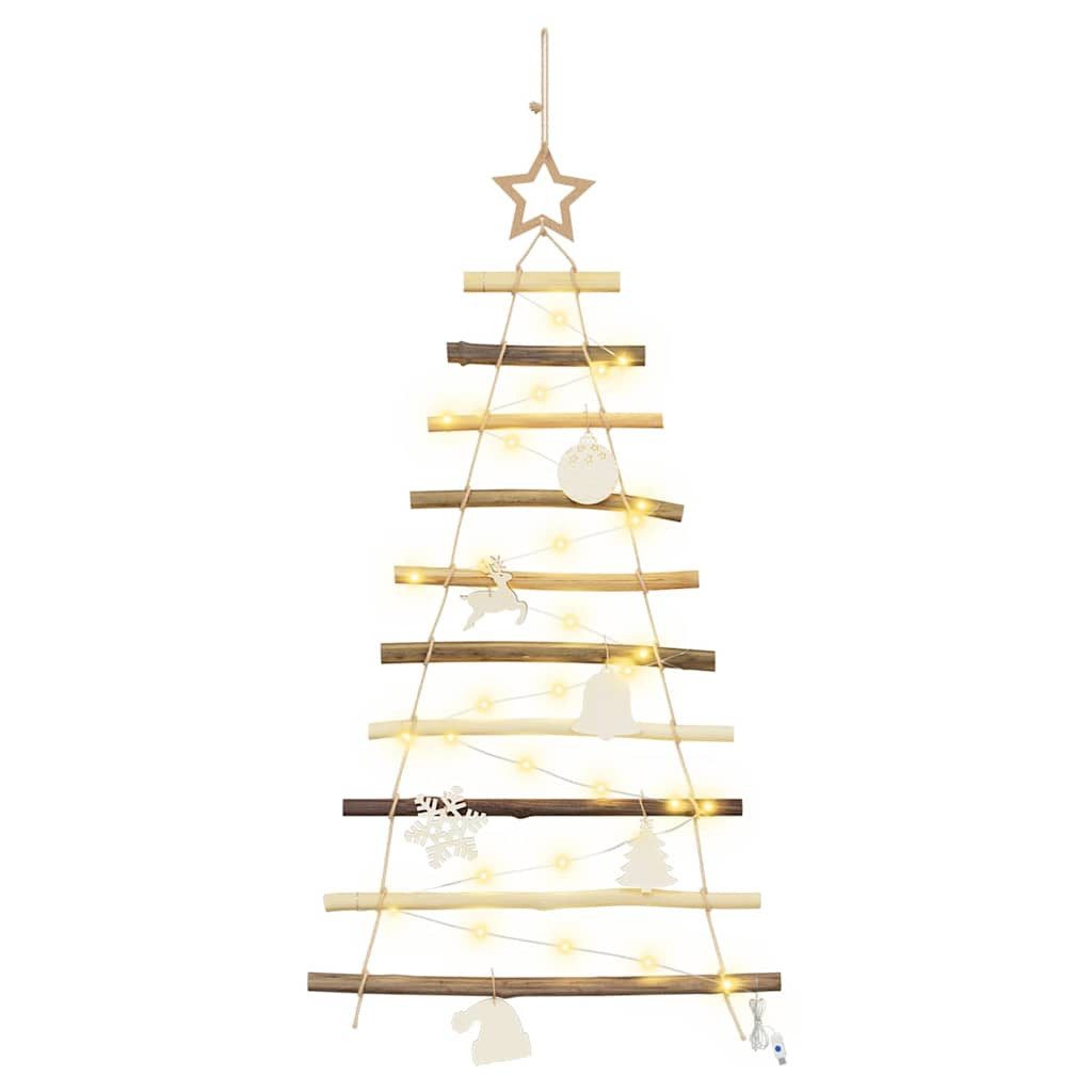 vidaXL LED Baum Weihnachtsbaum mit 30 LEDs Natur 90 cm Massives Eschenholz