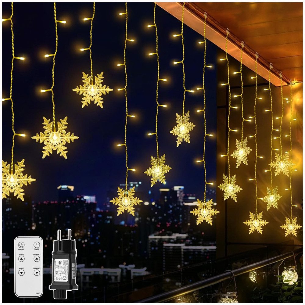 XERSEK Lichtervorhang LED Lichtervorhang Schneeflocke LED günstig online kaufen