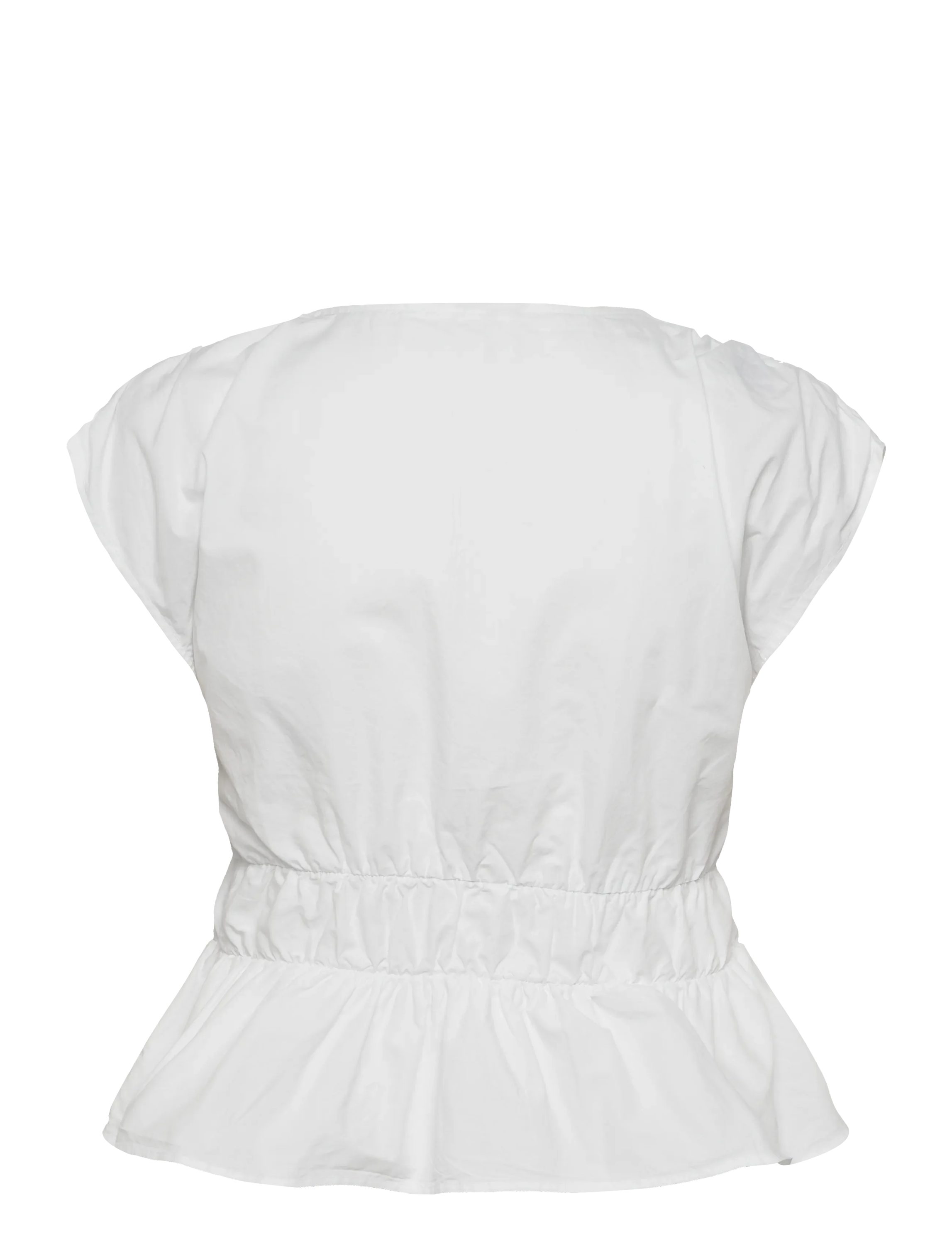 Gina Tricot Kurzarmbluse Peplum top - Kurzarmbluse Damen weiß V-Ausschnitt Baumwolle