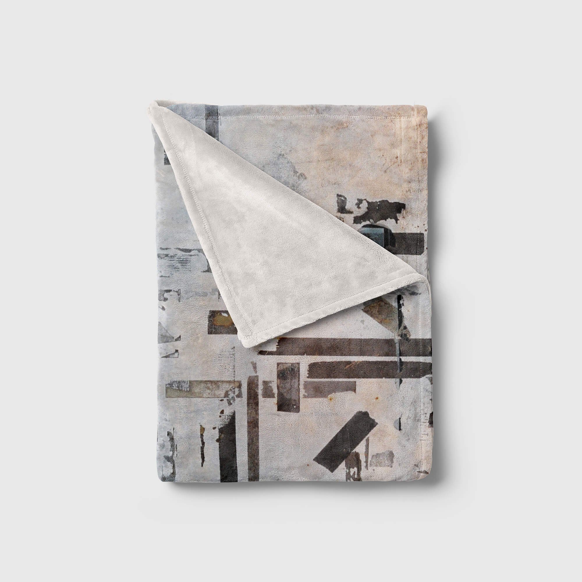 Kuscheldecke Saunatuch Grau Kunstvoll, Abstrakt Baumwolle-Polyester-Mix Fotomotiv Handtücher (1-St), mit Strandhandtuch Art Sinus Handtuch Handtuch