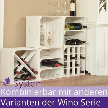 CHICCIE Weinregal Wino Flaschenregal aus Holz Weiß Geflammt 1x Regal, 1-tlg.