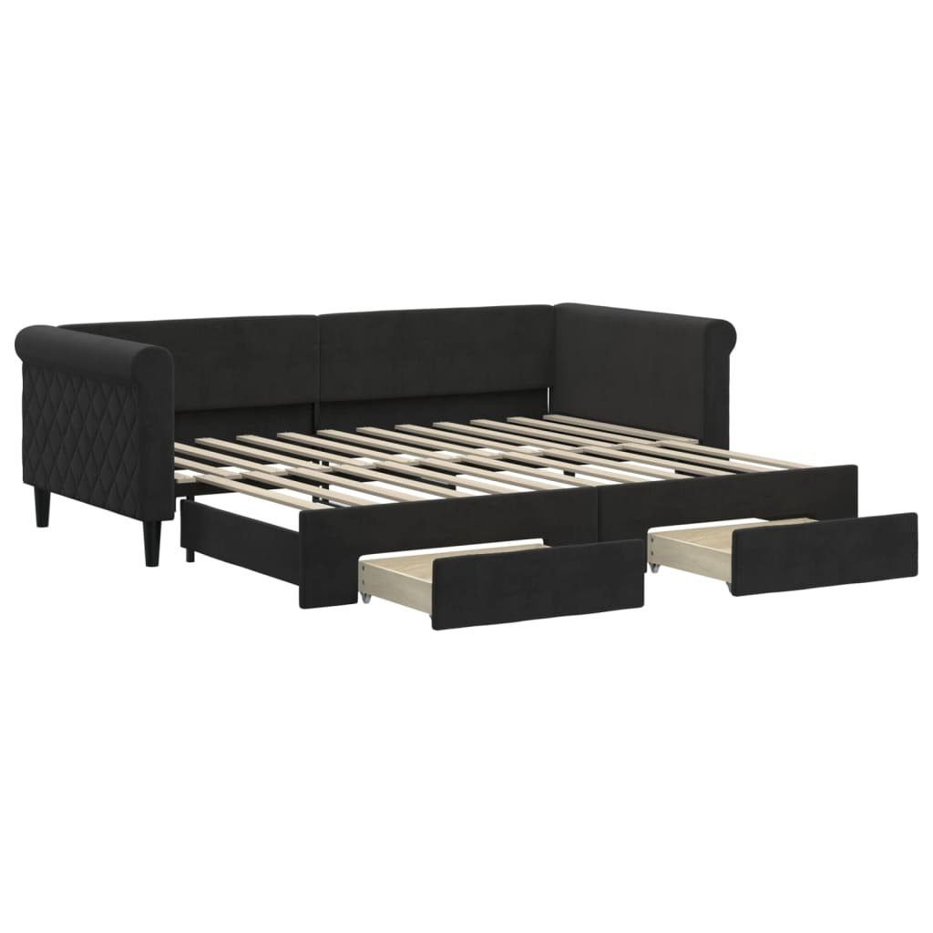vidaXL Bett Tagesbett Ausziehbar mit Schubladen Schwarz 90x200 cm Samt günstig online kaufen