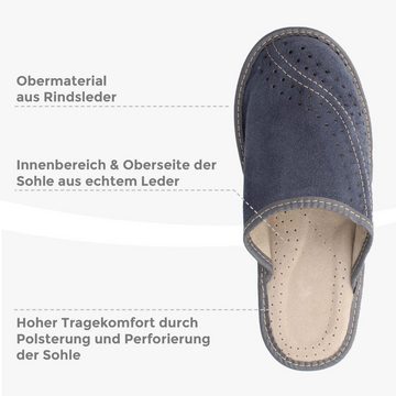 filsko Moderne Herren Pantoffeln Hausschuh aus Veloursleder