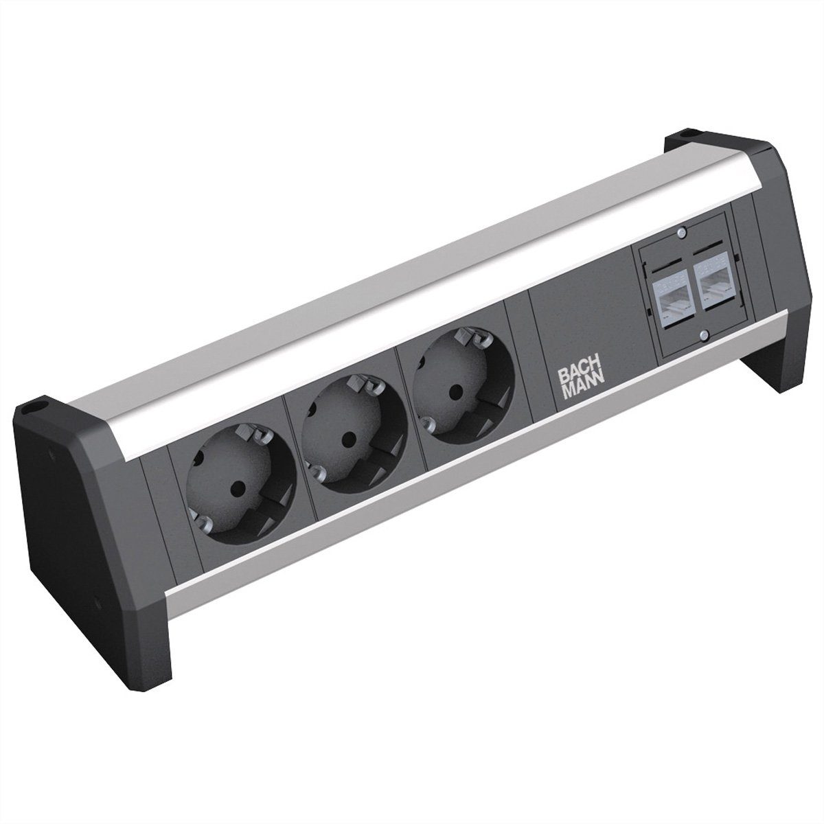 Bachmann DESK 3x Schutzkontakt, 2x CAT6 Steckdosenleiste (Kabellänge 0 m), 339.1004