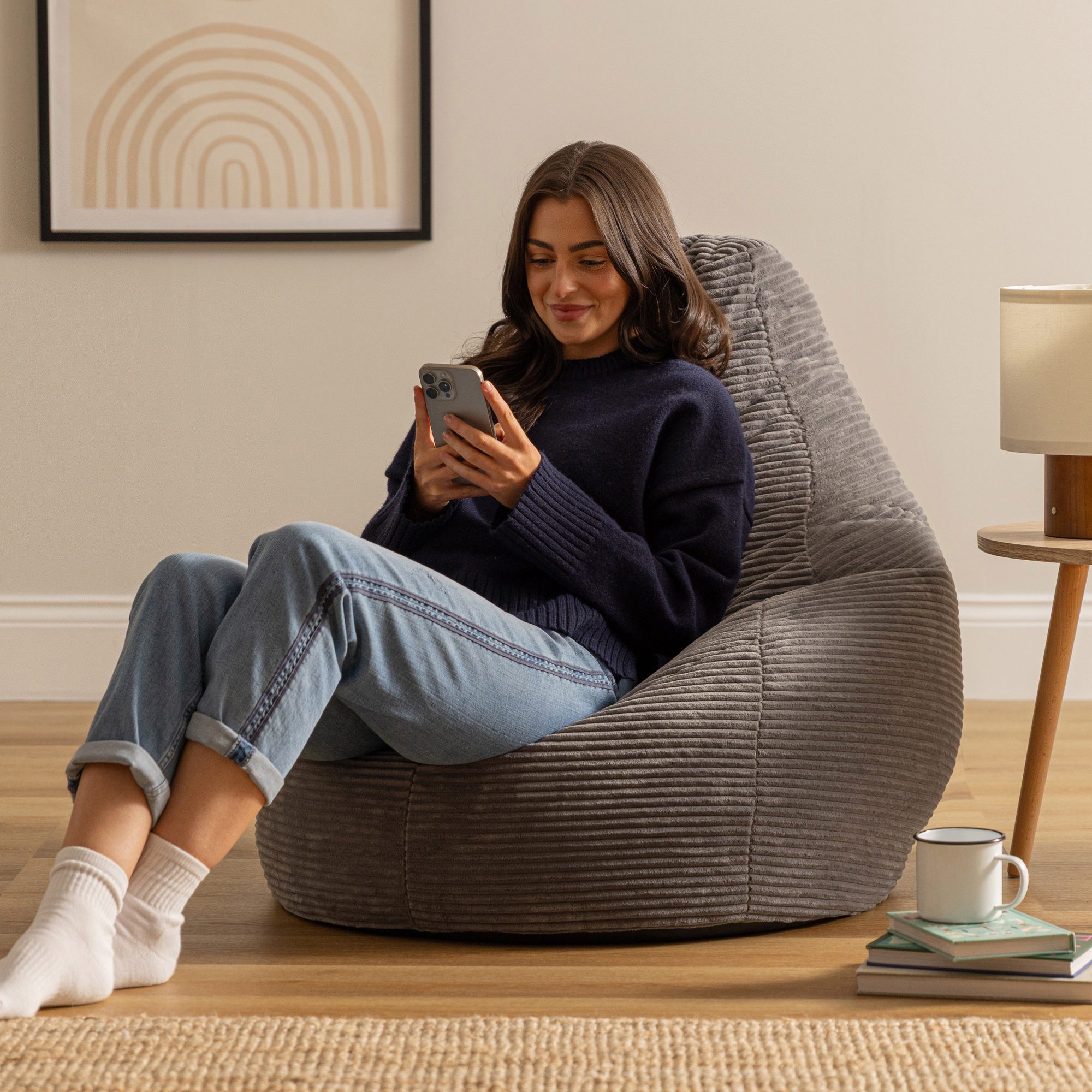 icon Sitzsack Sessel mit Liege aus Cord „Dalton“, Sitzsack XXL Gaming Sitzs günstig online kaufen