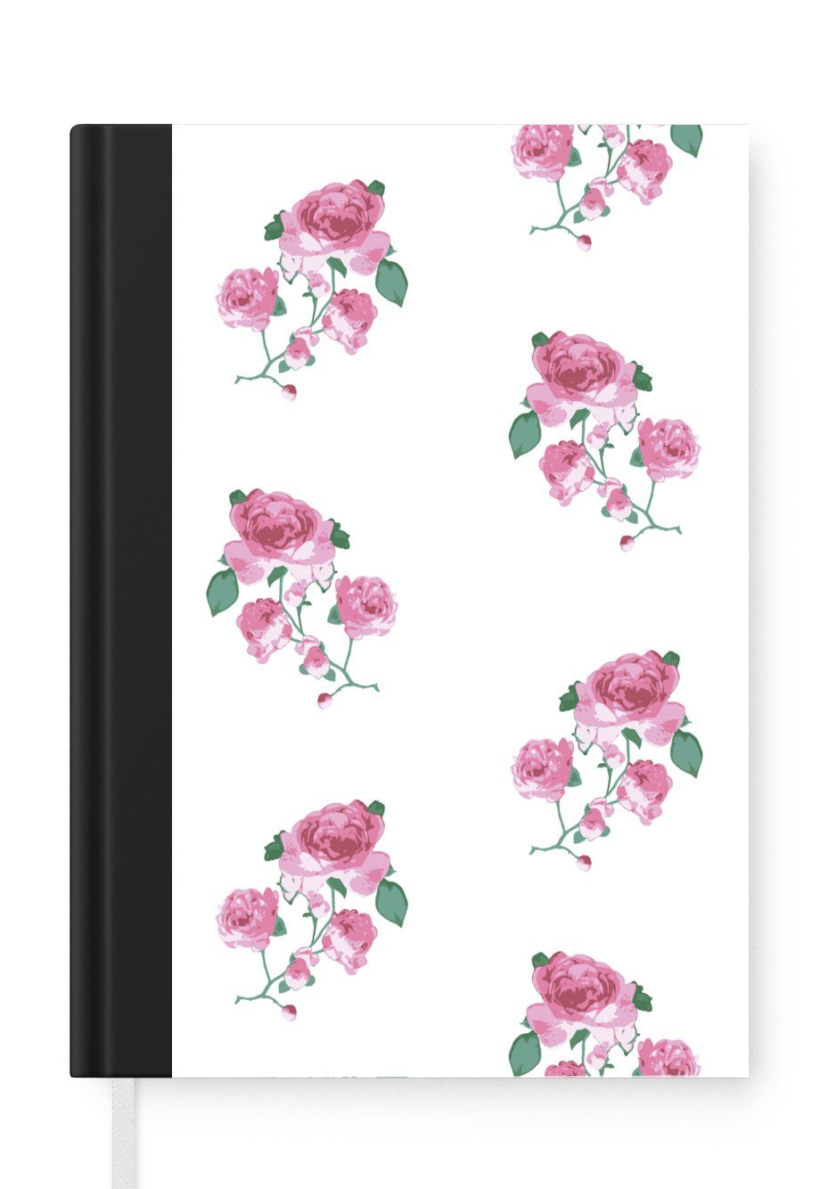 MuchoWow Notizbuch Rosen - Muster - Blumen, Journal, Merkzettel, Tagebuch, Notizheft, A5, 98 Seiten, Haushaltsbuch