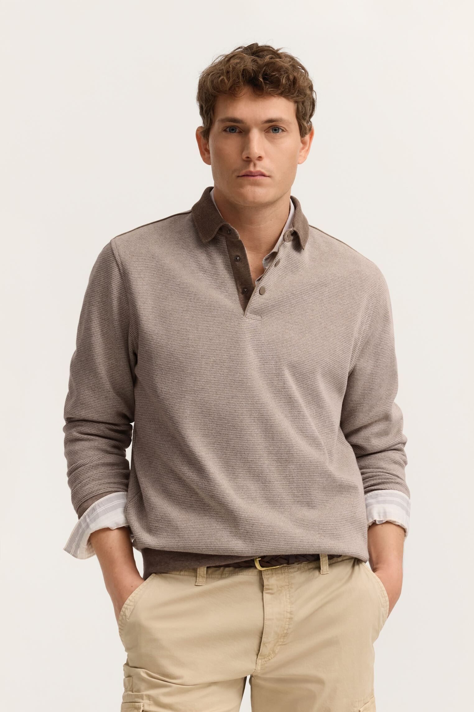 bugatti Polokragenpullover Modern Fit mit Druckknöpfen