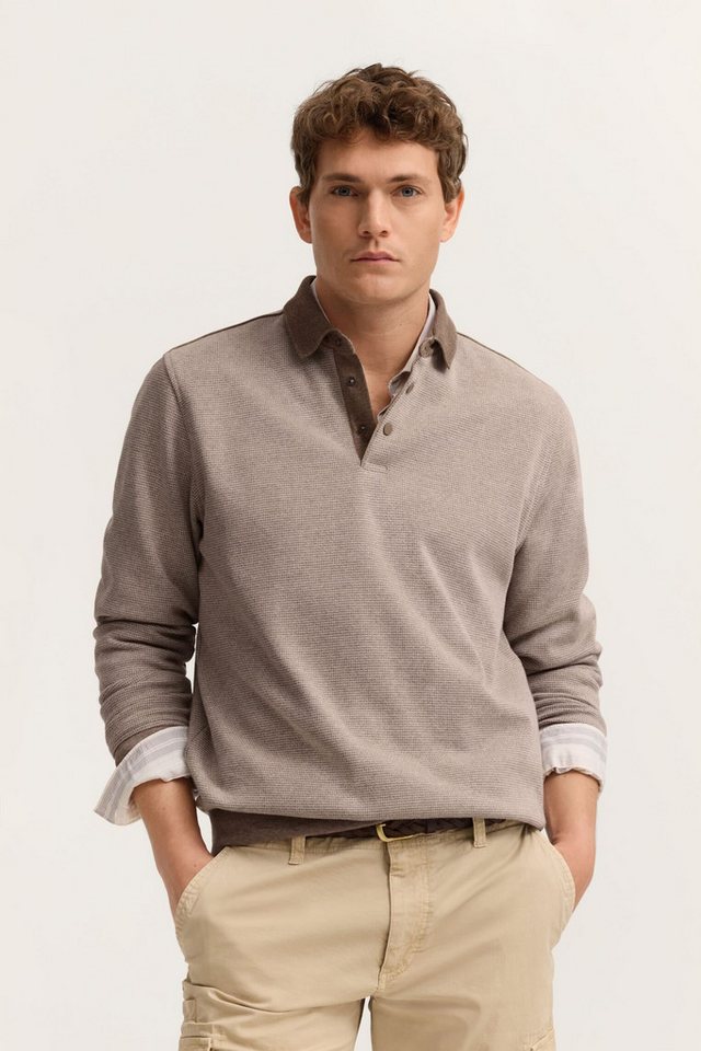 bugatti Polokragenpullover Modern Fit mit Druckknöpfen