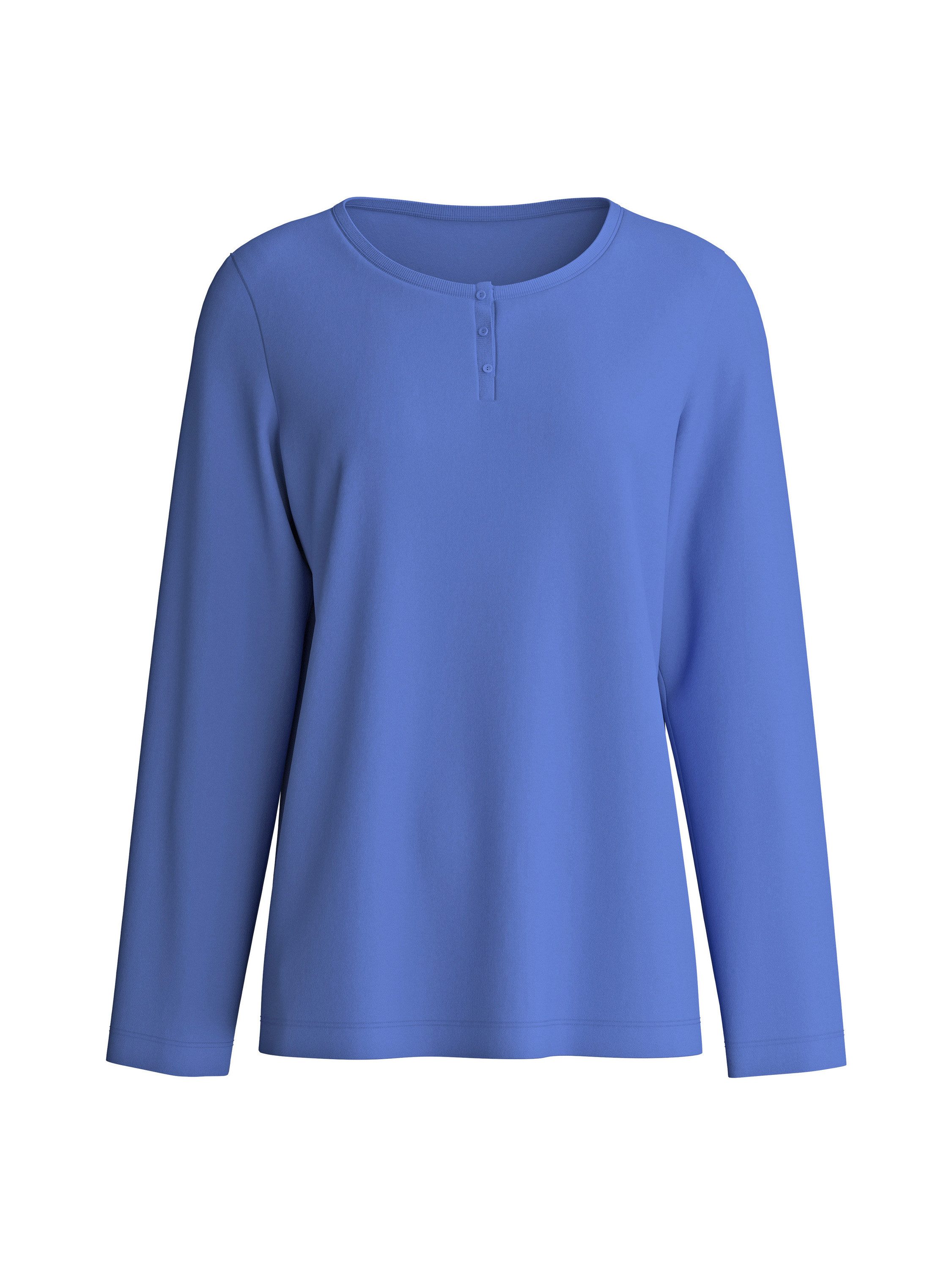 CALIDA Langarmshirt Sleep Over M&M Damen (1-tlg) mit Knopfleiste, weiche Baumwolle und glatte Qualität