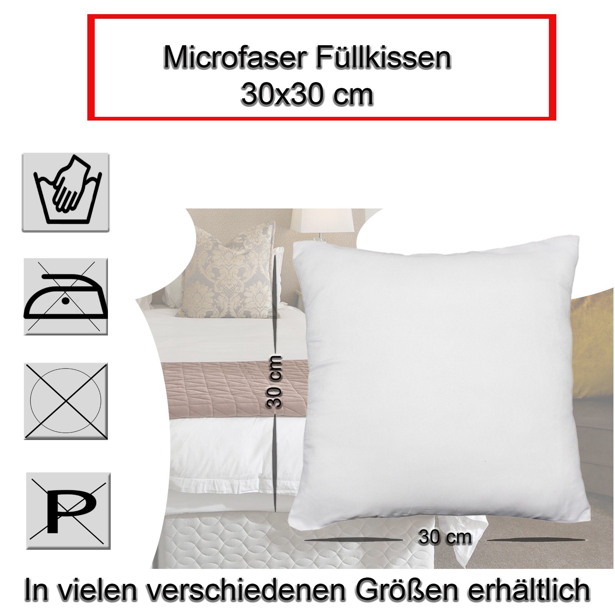 Dekokissen und Kopfkissen Microfaser, Sofakissen, Füllkissen Rückenschläfer,Seitenschläfer,Bauchschläfer Deko, Haus Bezug: Kissenfüllung Kopfkissen Microfaser