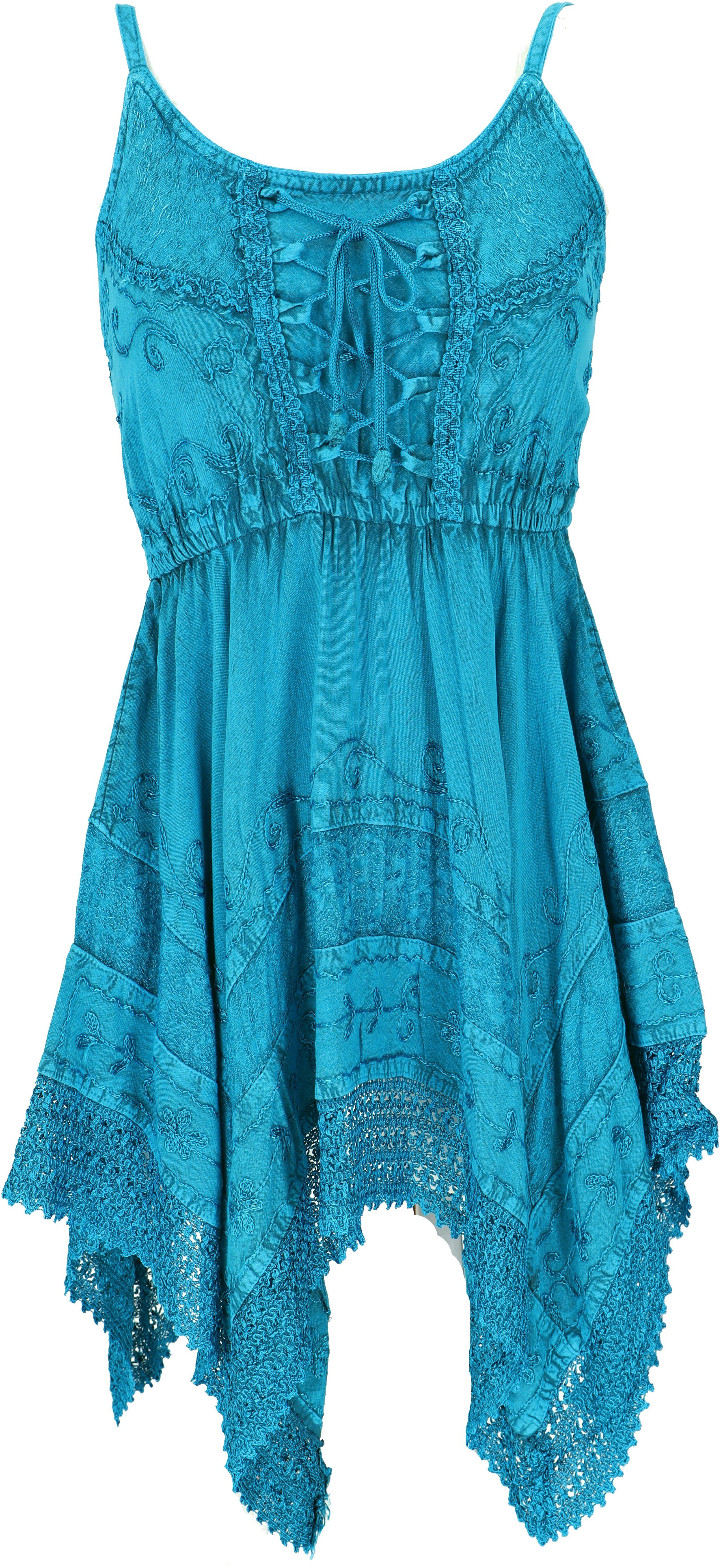 Guru-Shop Midikleid Besticktes indisches Minikleid Boho chic, Zick.. alternative Bekleidung